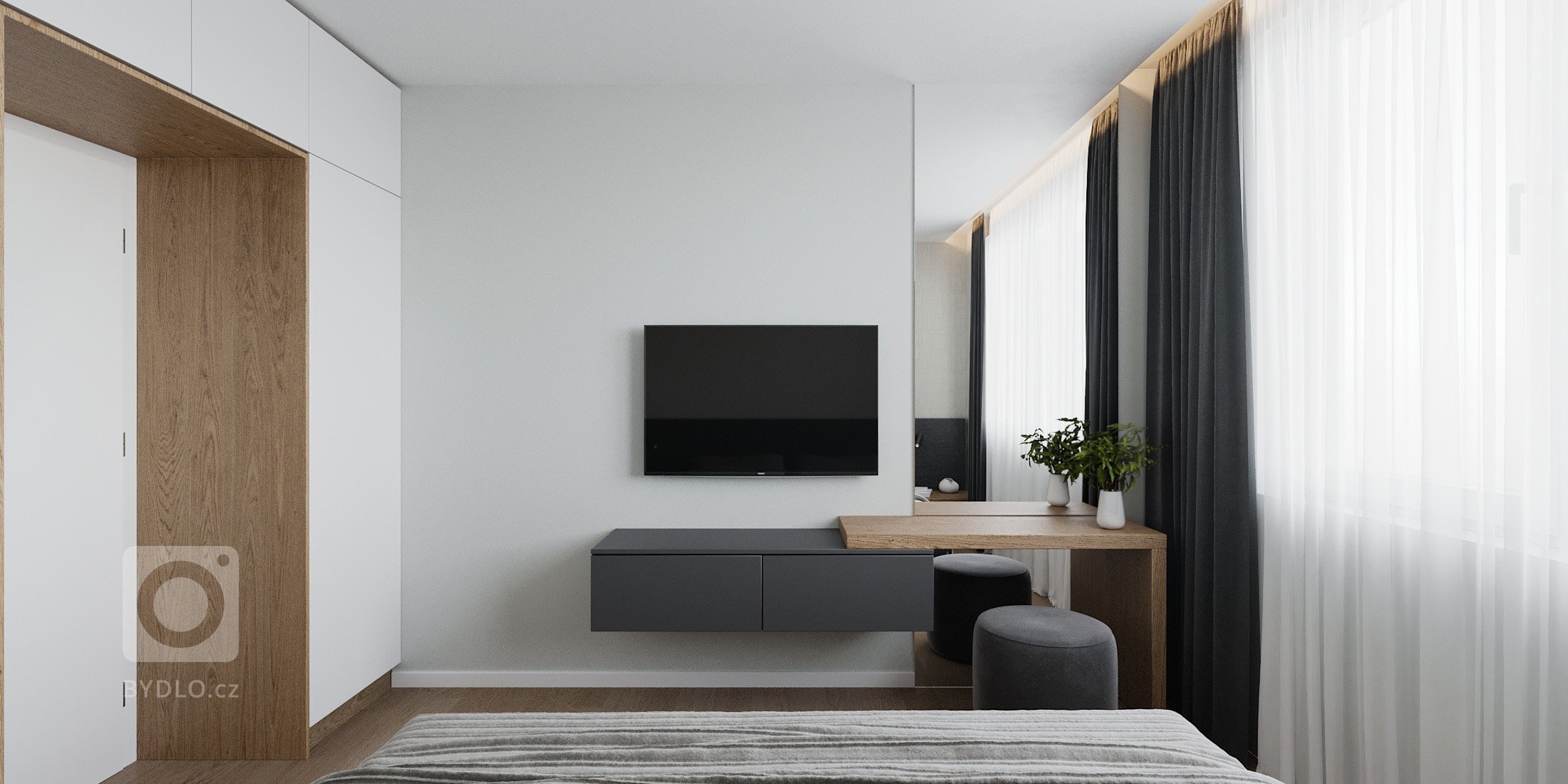 Nábytkové prvky vo výrazných materiáloch plynulo prechádzajú z priestoru kuchyne do obývačky, čím vytvárajú ucelený interiér dennej zóny bytu kde sme sa…