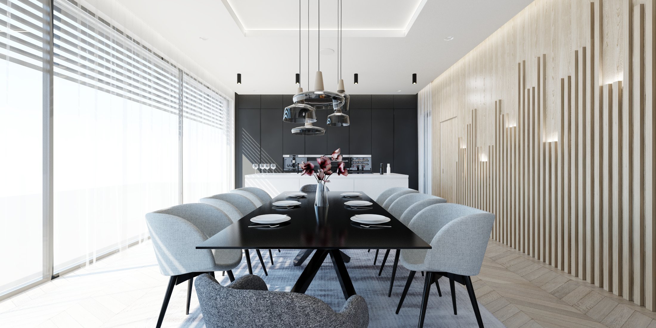 Minimalistický interiér rodinného domu,&nbsp;vyjadřuje touhu po volném prostoru s minimem nábytku.&nbsp;Čisté linie, jemné barvy, žádné vzory a jasné tvary.…