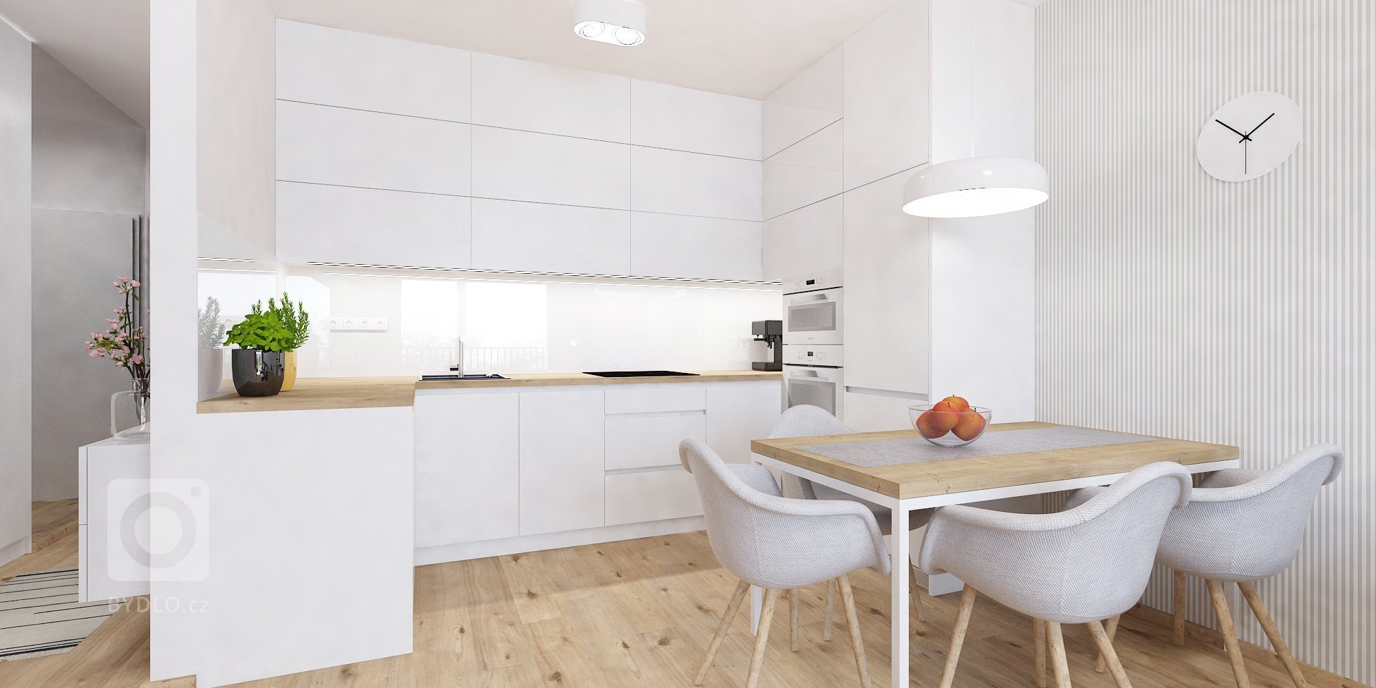 Nový interiér v projekte Slnečnice&nbsp;sa nesie v príjemnej a overenej kombinácii bielej farby a dreva. Elegantný podklad návrhu jemne ozvláštňujú prvky s…