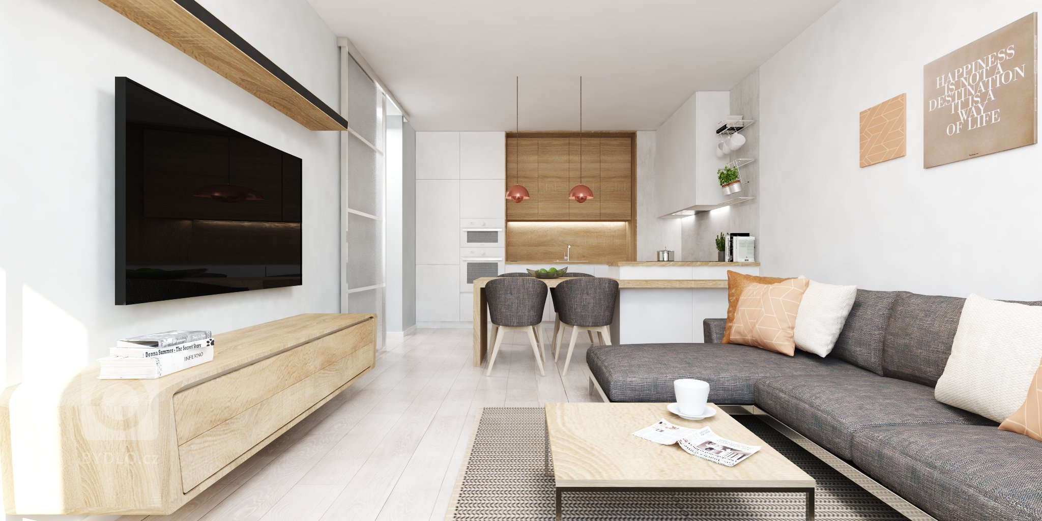 Elegantný 3 izbový byt v projekte&nbsp;Čerešne, ktorý Vás osloví svojou harmóniou farieb a materiálov, je najnovší interiér z našej dielne.&nbsp;
