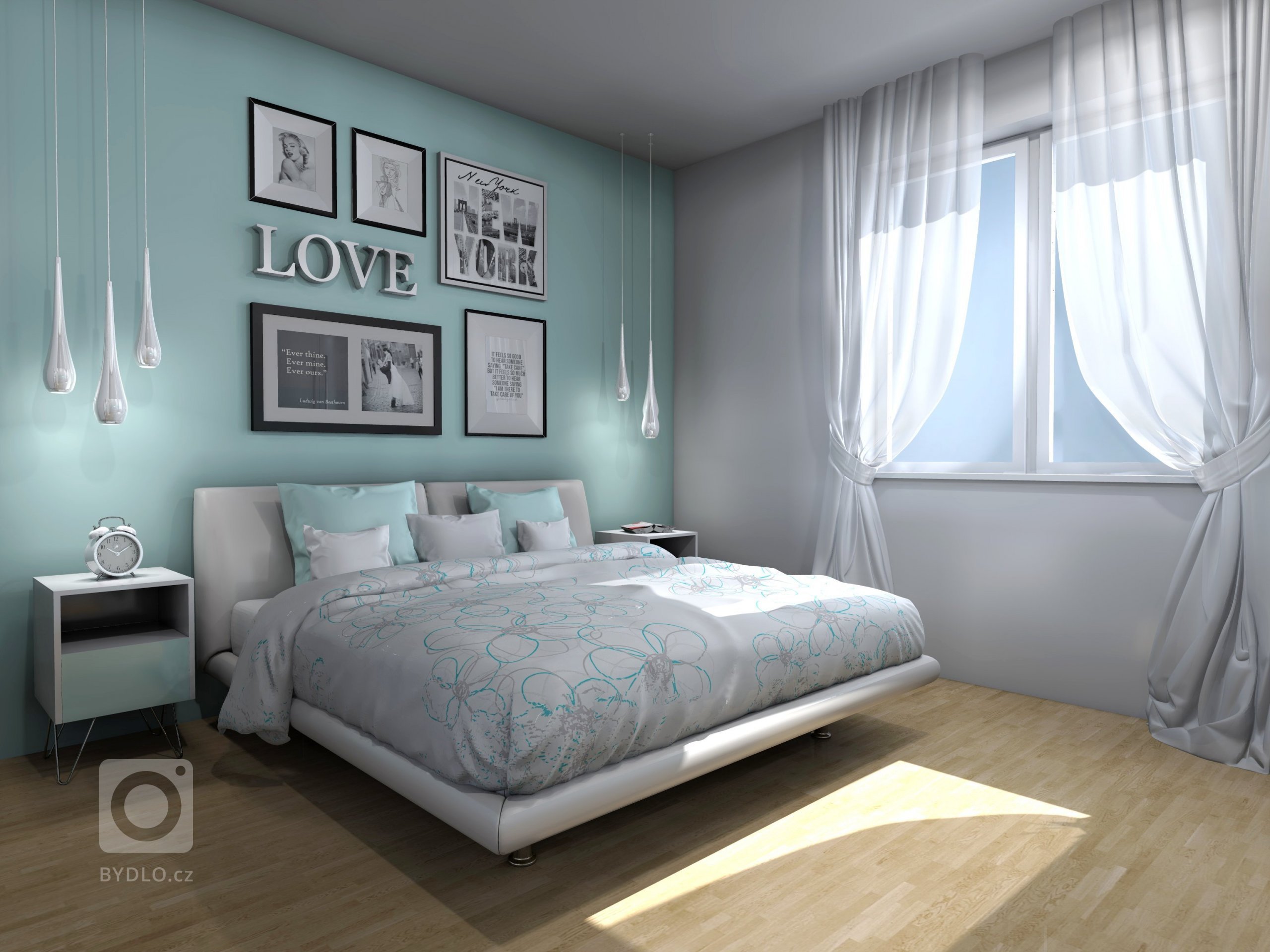 Tyrkysová ložnice