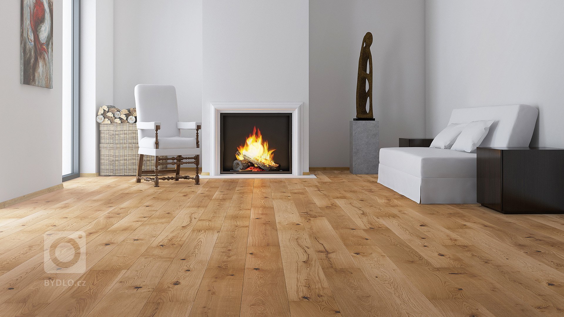 Dubová podlaha s 2x frézovanými hranami potažená bezbarvým přírodním olejem. Krása přírodního dřeva je navíc obohacena kartáčováním.
