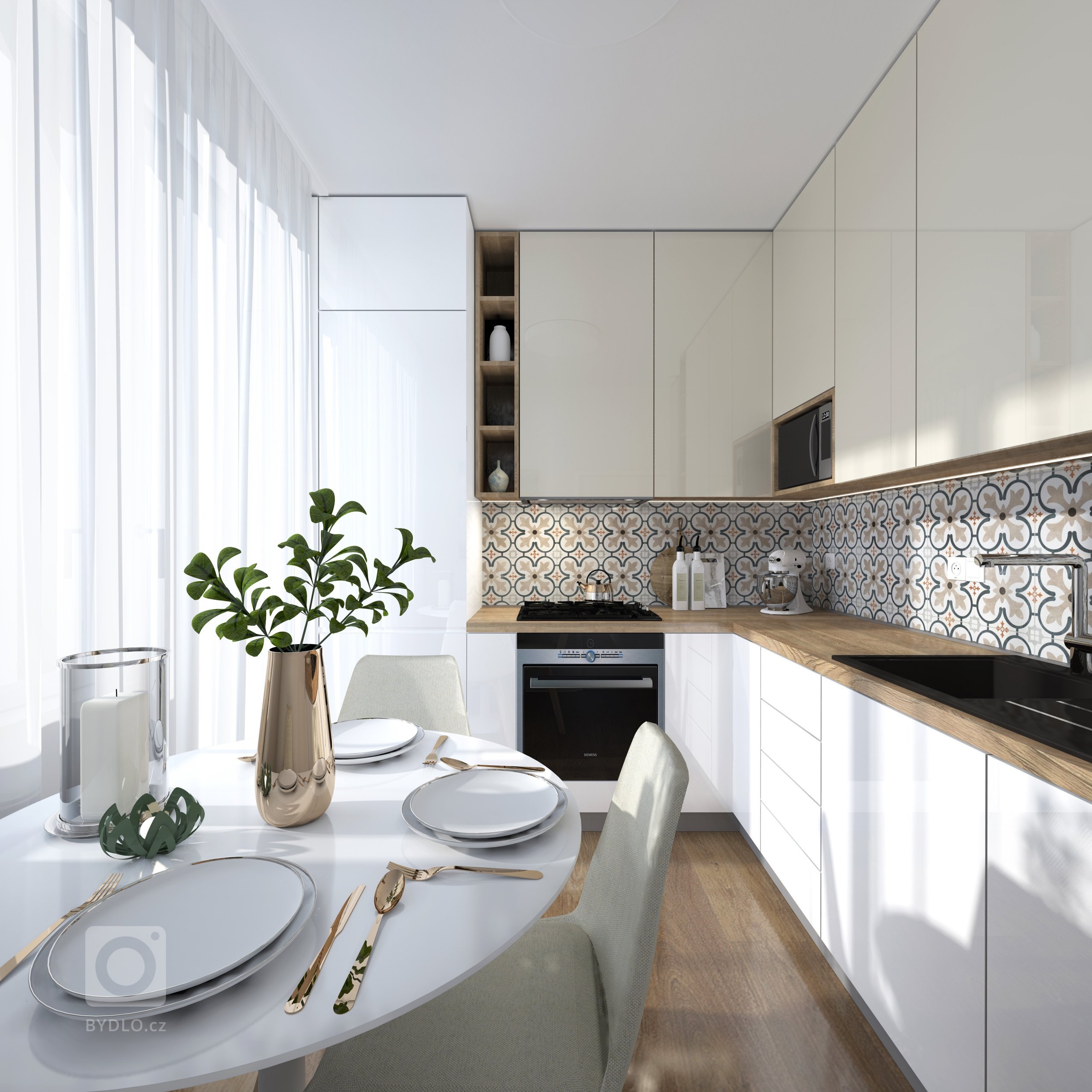 Málá kuchynka o priestore 6 m2 až neuveriteľné čo všetko sa dá zmestiť vkusne do zmenšených priestorov. Výsledkom je dosť úložného priestoru ale aj na varenie…