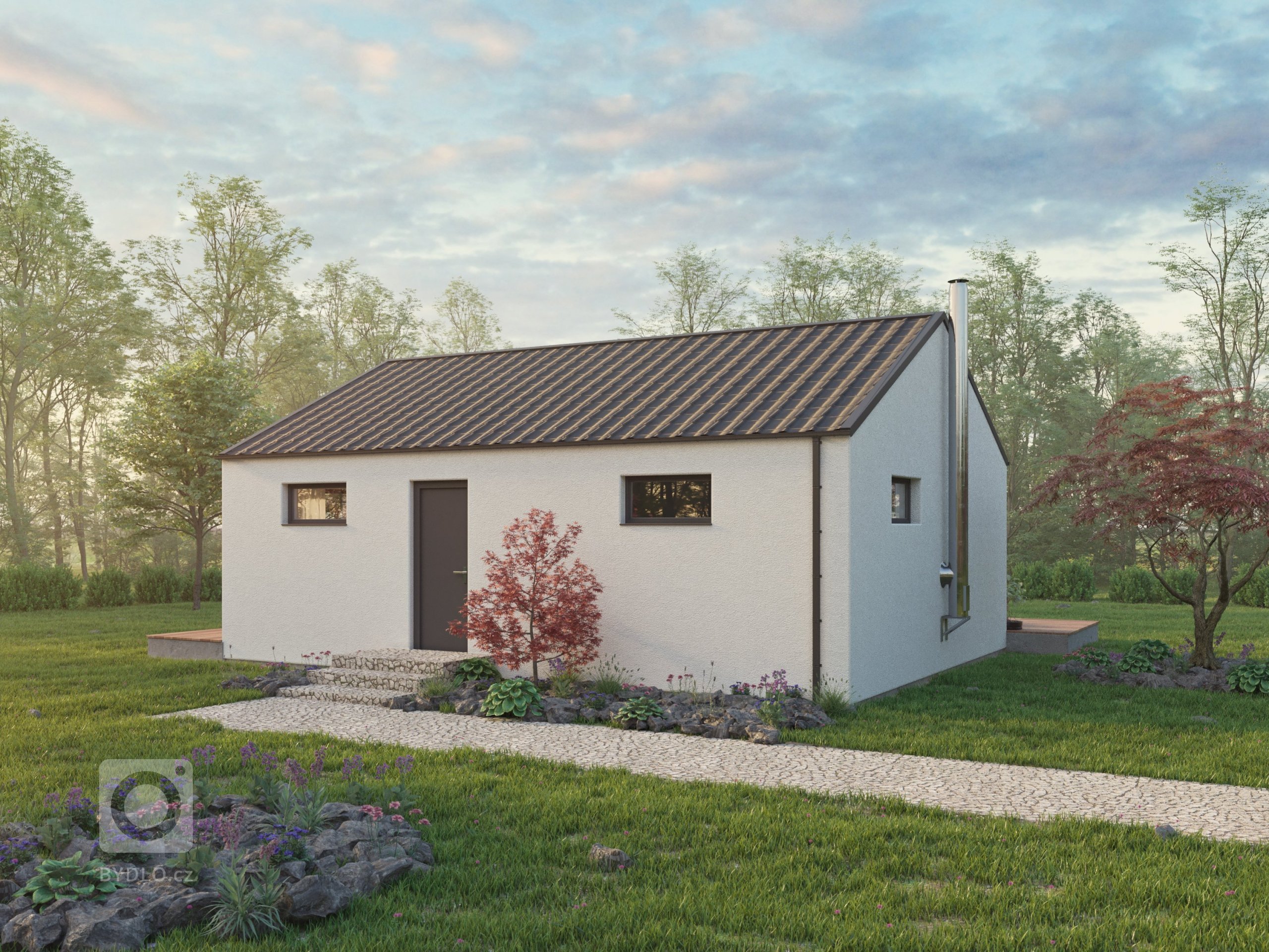 Jednoduchý domek pro menší rodinu nebo pár je navržen tak, aby i na relativně malé podlahové ploše bylo vše potřebné. Svým stylem zapadá do vesnické i městské…