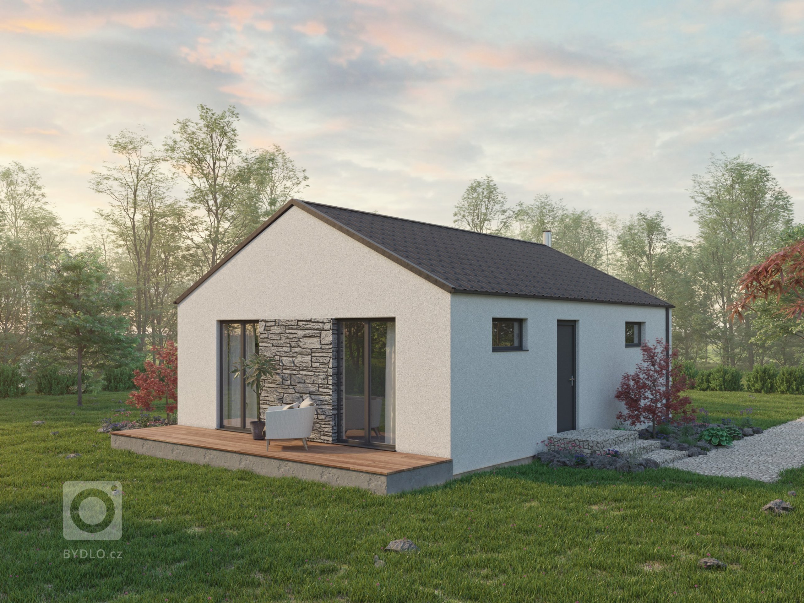 Jednoduchý domek pro menší rodinu nebo pár je navržen tak, aby i na relativně malé podlahové ploše bylo vše potřebné. Svým stylem zapadá do vesnické i městské…