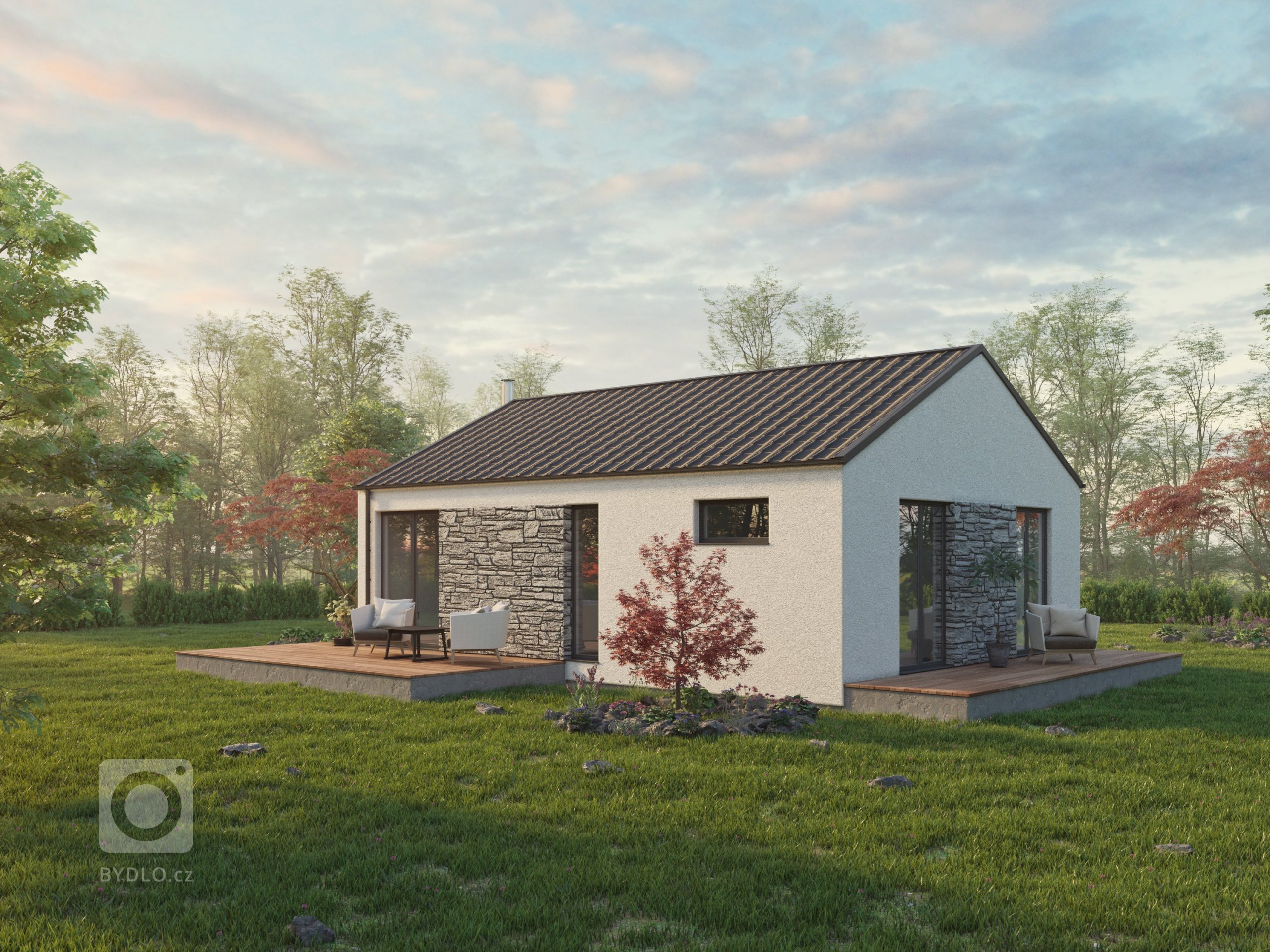 Jednoduchý domek pro menší rodinu nebo pár je navržen tak, aby i na relativně malé podlahové ploše bylo vše potřebné. Svým stylem zapadá do vesnické i městské…