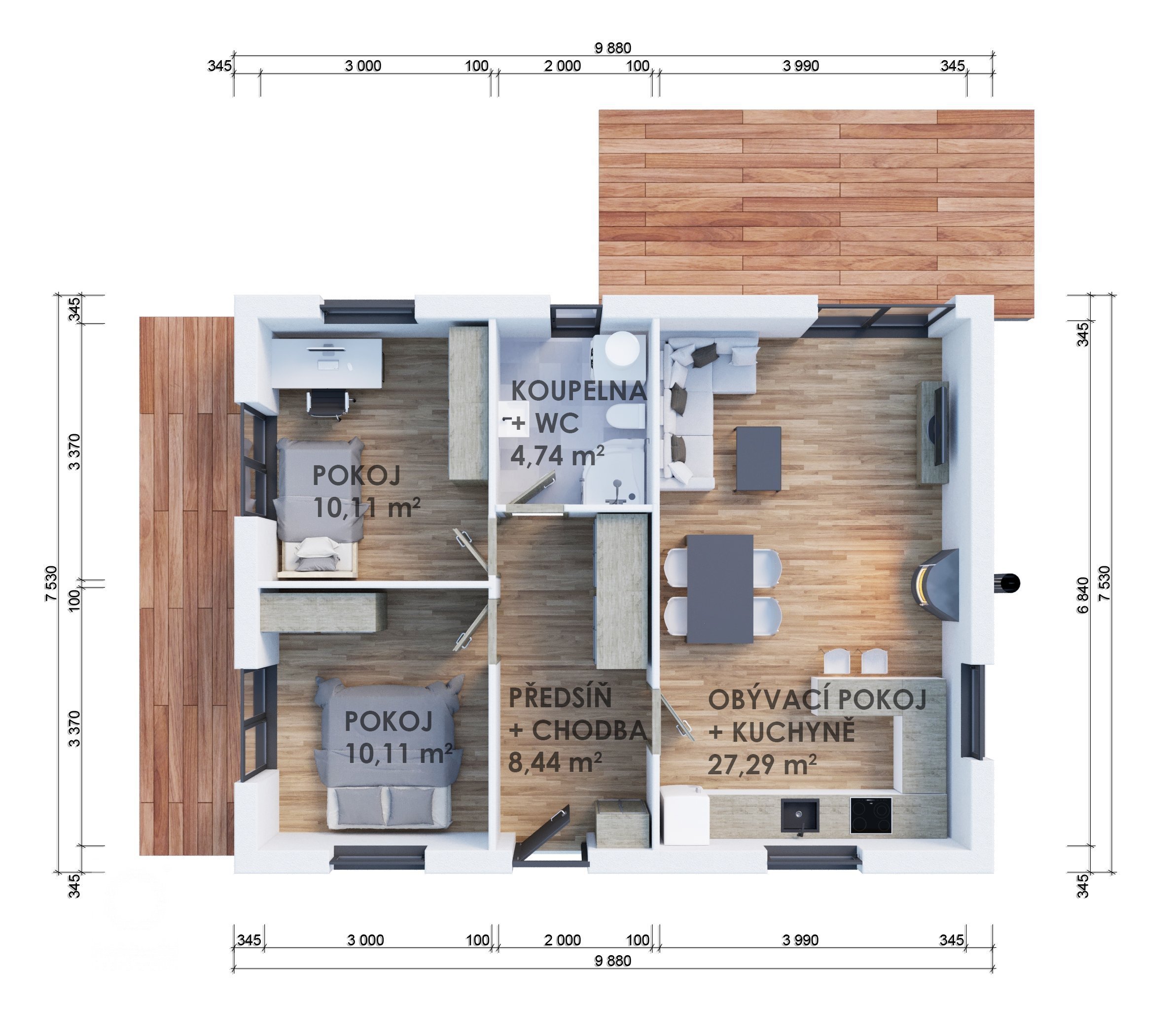 Jednoduchý domek pro menší rodinu nebo pár je navržen tak, aby i na relativně malé podlahové ploše bylo vše potřebné. Svým stylem zapadá do vesnické i městské…