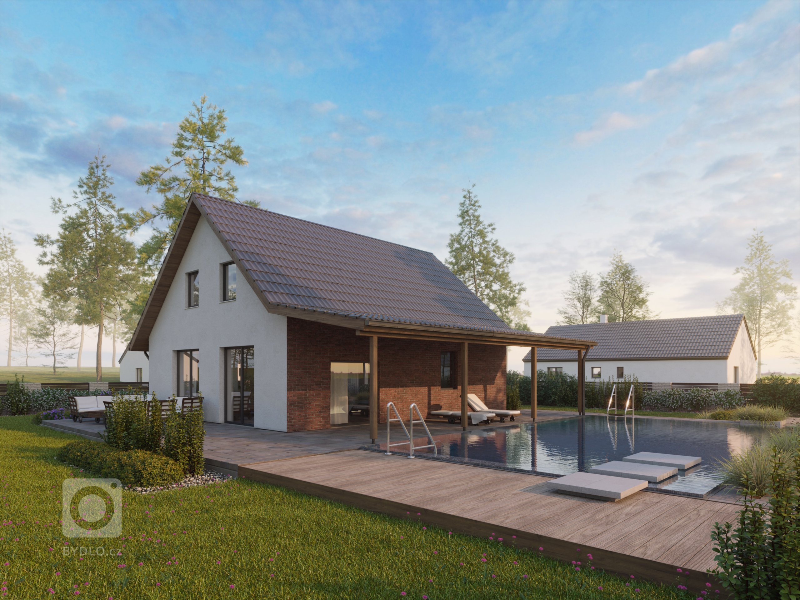 Prostorná a dispozičně velmi efektivně řešená dřevostavba do patra. Dominantou je velký obývací pokoj, doplněný koupelnou a samostatným WC. V patře se nachází…