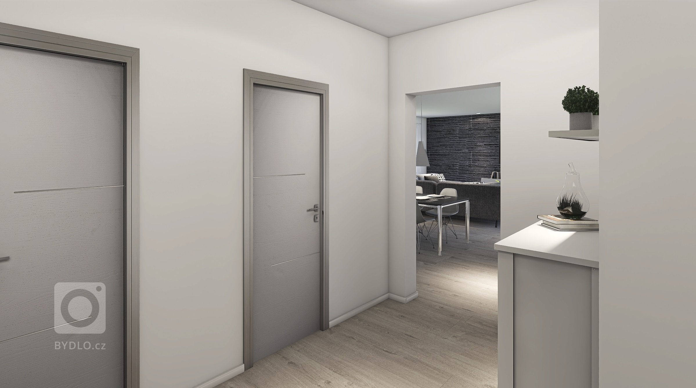 Moderní bungalov o dispozicích 5+kk s velkou terasou a saunou. Dominantou je prostorný obývací pokoj s kuchyňským koutem s velkou prosklenou plochou (HS portál…