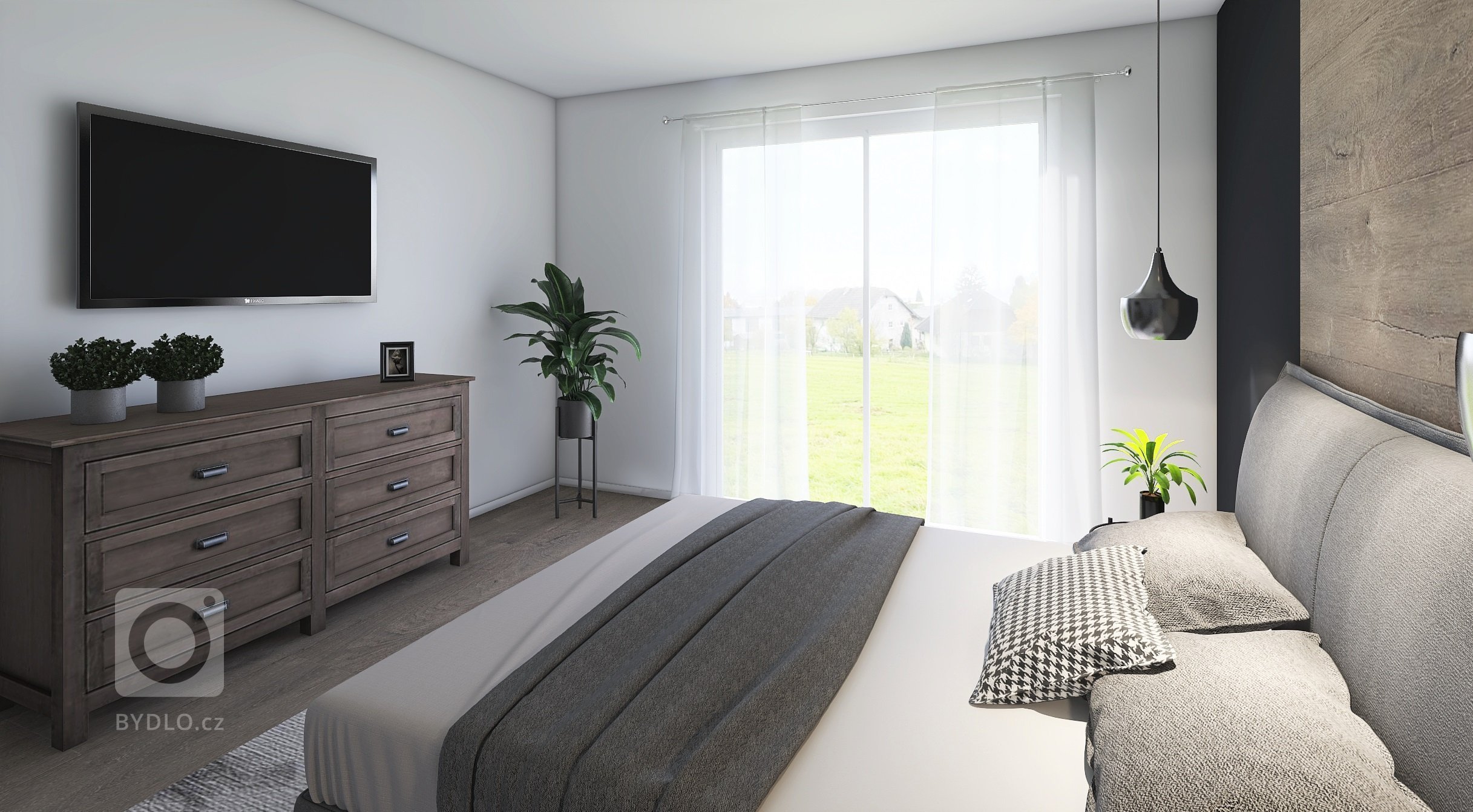 Moderní bungalov o dispozicích 5+kk s velkou terasou a saunou. Dominantou je prostorný obývací pokoj s kuchyňským koutem s velkou prosklenou plochou (HS portál…