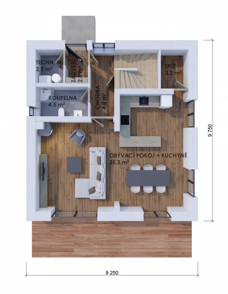 Velmi efektivně řešený dům do patra o dispozicích 5+kk. Přízemý se vyznačuje prostorným obývacím pokojem s kuchyňským koutem o velikosti 45 m2, koupelnou,…