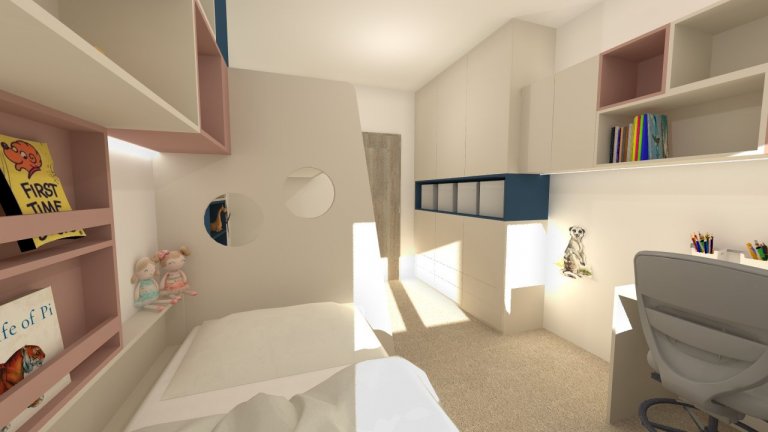 Návrh dětského pokoje pro tři děti. Pokoj není příliš velký a musely se vejít&nbsp;tři postele, úložné&nbsp;prostory na oblečení a&nbsp;hračky&nbsp;a také…