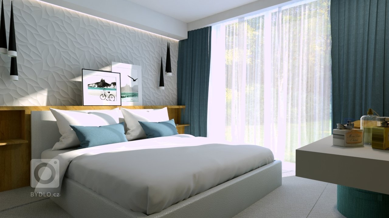 Ložnice s porcelánovým obkladem