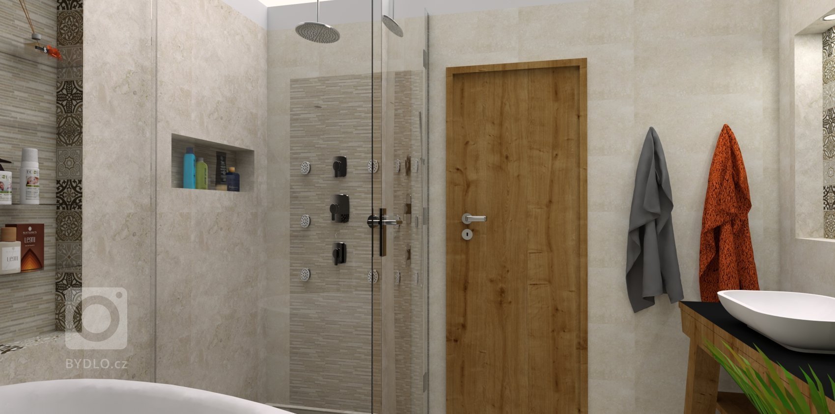 Moderní koupelna ve venkovském stavení