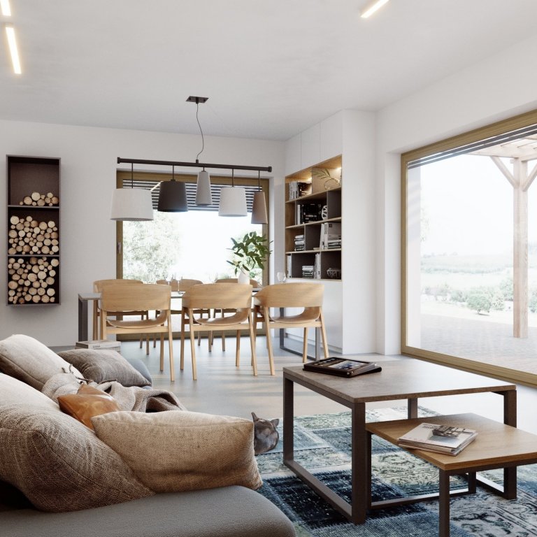 Bydlení u lesa, louka místo zahrady, srnky chodící až na práh domu... tento dům je pro milovníky přírody jako dělaný.

Velké světlé prostory jsou vyplněné…