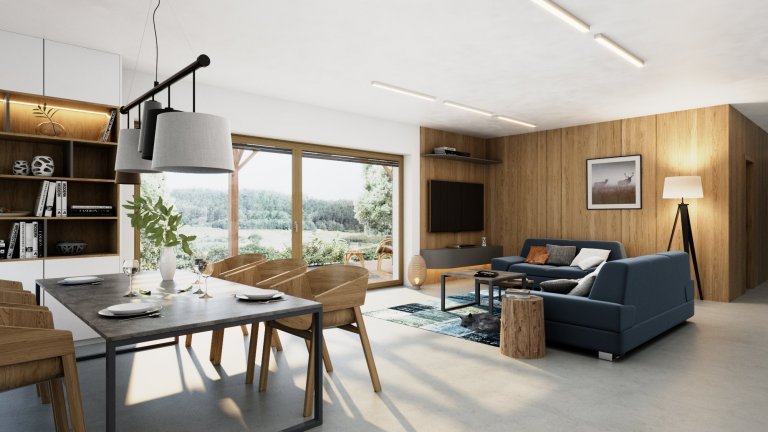 Bydlení u lesa, louka místo zahrady, srnky chodící až na práh domu... tento dům je pro milovníky přírody jako dělaný.

Velké světlé prostory jsou vyplněné…