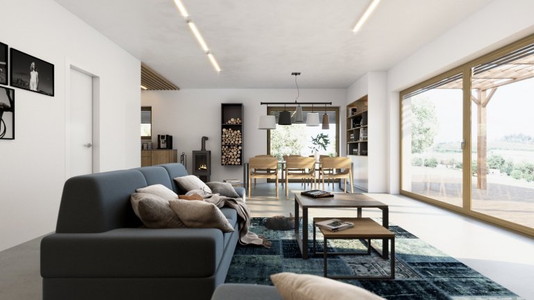 Bydlení u lesa, louka místo zahrady, srnky chodící až na práh domu... tento dům je pro milovníky přírody jako dělaný.

Velké světlé prostory jsou vyplněné…