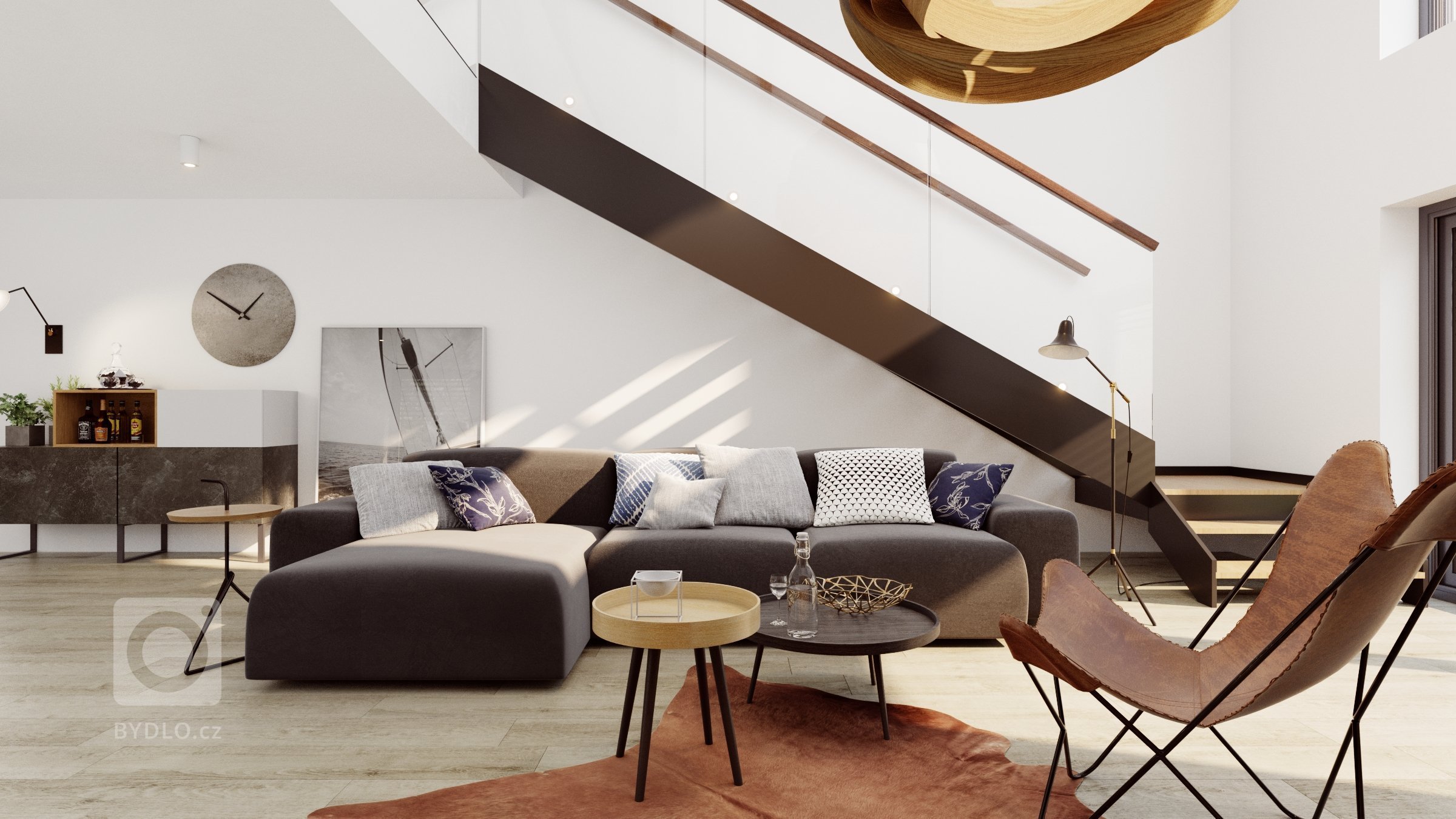 Hlavní obytný prostor je srdce domova, právě proto jej s klienty tvoříme nejčastěji. Tento je v domě na malé vesnici, s klasickou sedlovou střechou, zvenku…