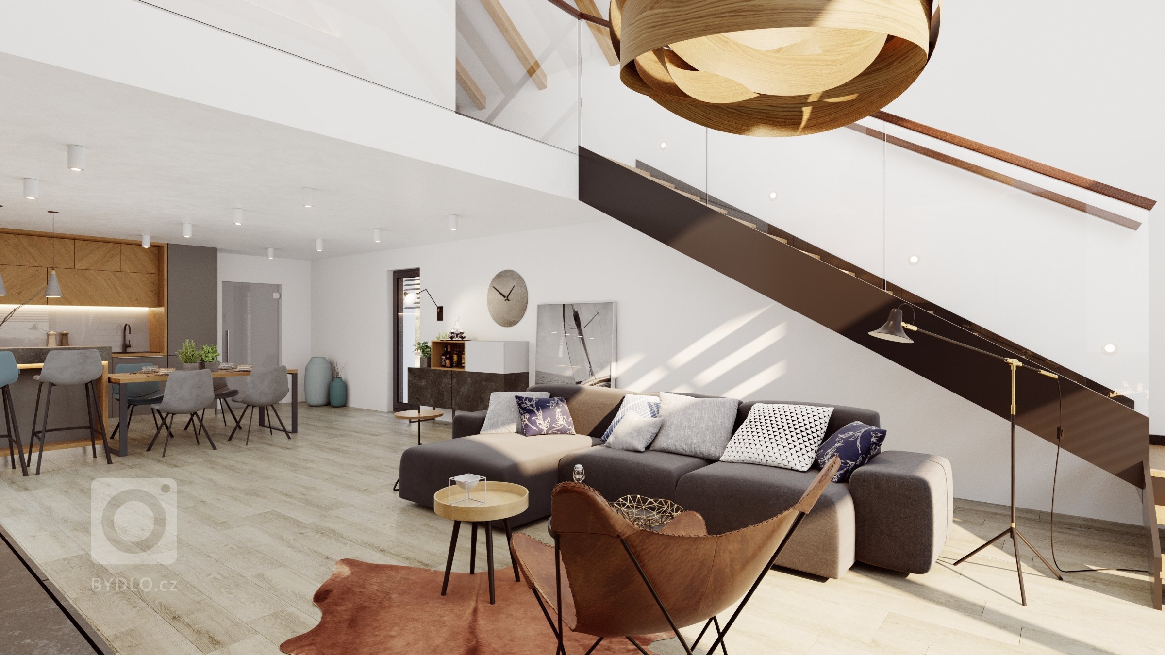 Hlavní obytný prostor je srdce domova, právě proto jej s klienty tvoříme nejčastěji. Tento je v domě na malé vesnici, s klasickou sedlovou střechou, zvenku…