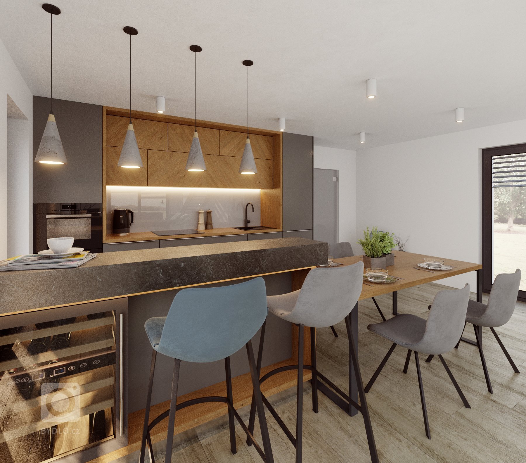 Hlavní obytný prostor je srdce domova, právě proto jej s klienty tvoříme nejčastěji. Tento je v domě na malé vesnici, s klasickou sedlovou střechou, zvenku…