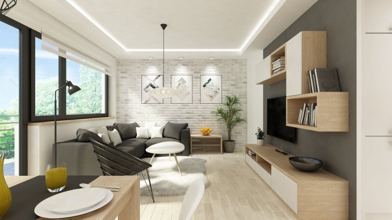 Moderní obývací pokoj s kuchyní ve skandinávském stylu.

&nbsp;

Mladý pár si pořídil starší panelákový byt 3+1 v Berouně a jejich přáním bylo propojit…