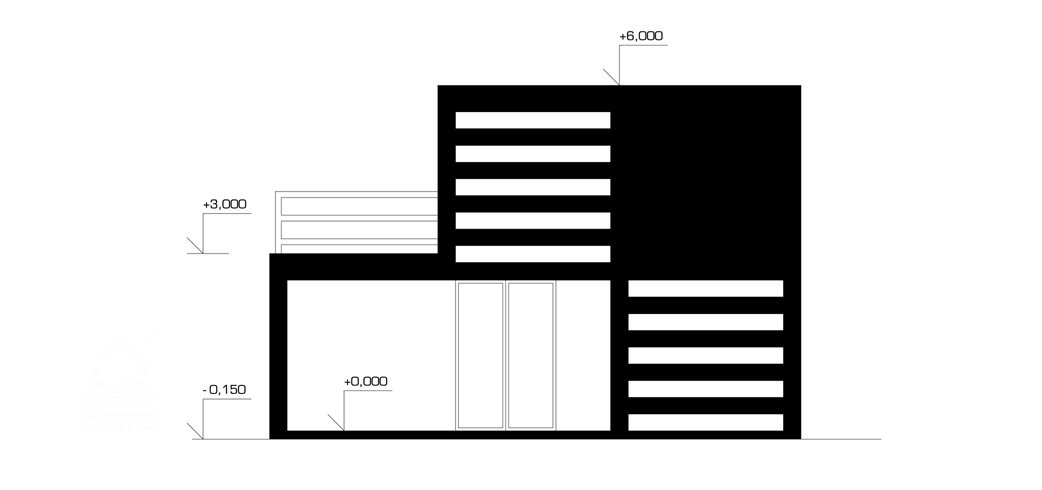 Jednoduchý rodinný dům je vytvořen z několika standartizovaných modulů. Základní modul 3x3m je akcentován na fasádě a tvoří řád, který je na několika místech…