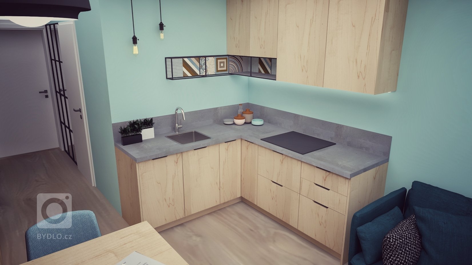 Zariadenie 2 - Izbového bytu v Bratislave v decentne industriálnom štýle.
