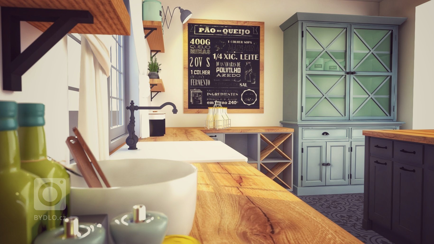 Veľkorysá kuchyňa vo vidieckom štýle.
