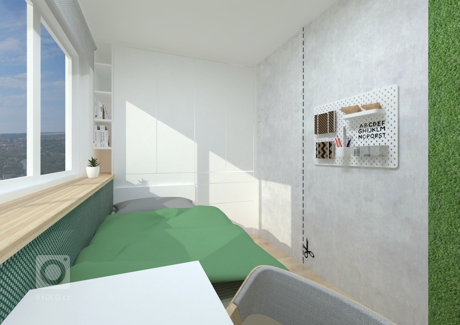 Školák a malý sportovní nadšenec se po přestěhování do panelového domu konečně dočkal samostatného pokoje. Při návrhu jsme se museli vyrovnat s&nbsp;extrémně…