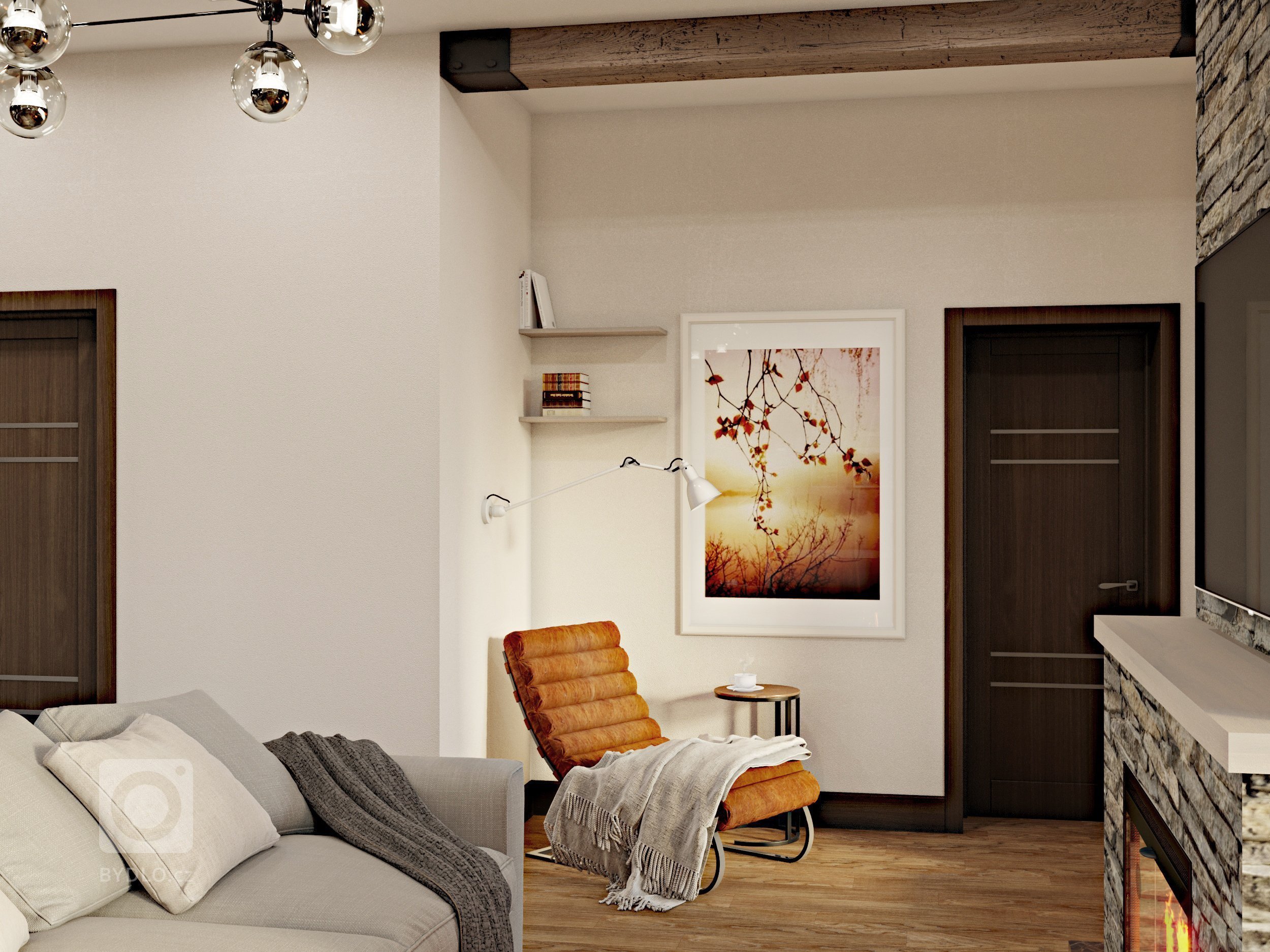 Křeslo značky Bilbao Chaise Longue, kde si obyvatel bytu může pěkně odpočinout a něco si přečíst