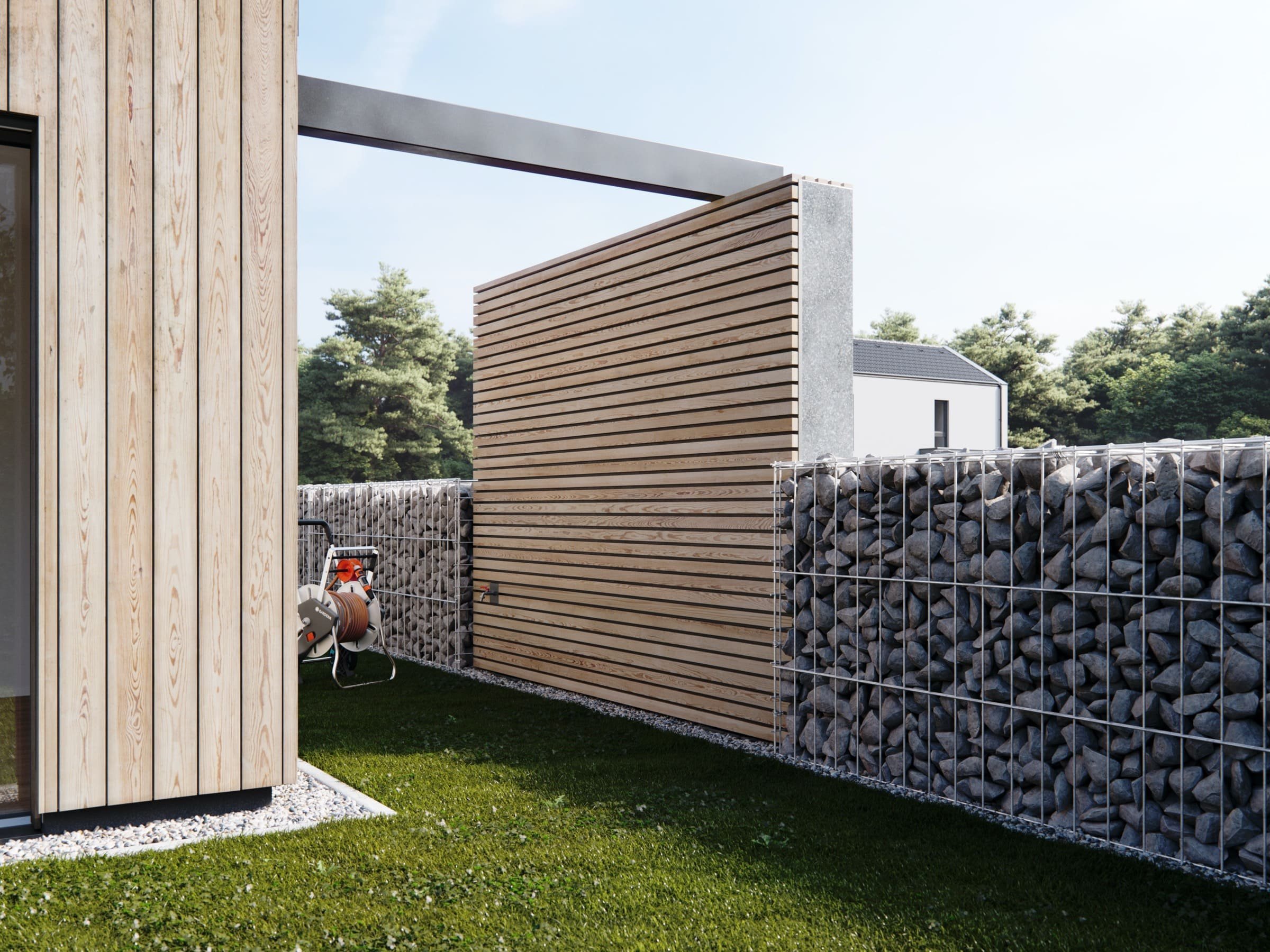 Chytrý plot v sobě ukryje pergolu, posezení či věšák na prádlo