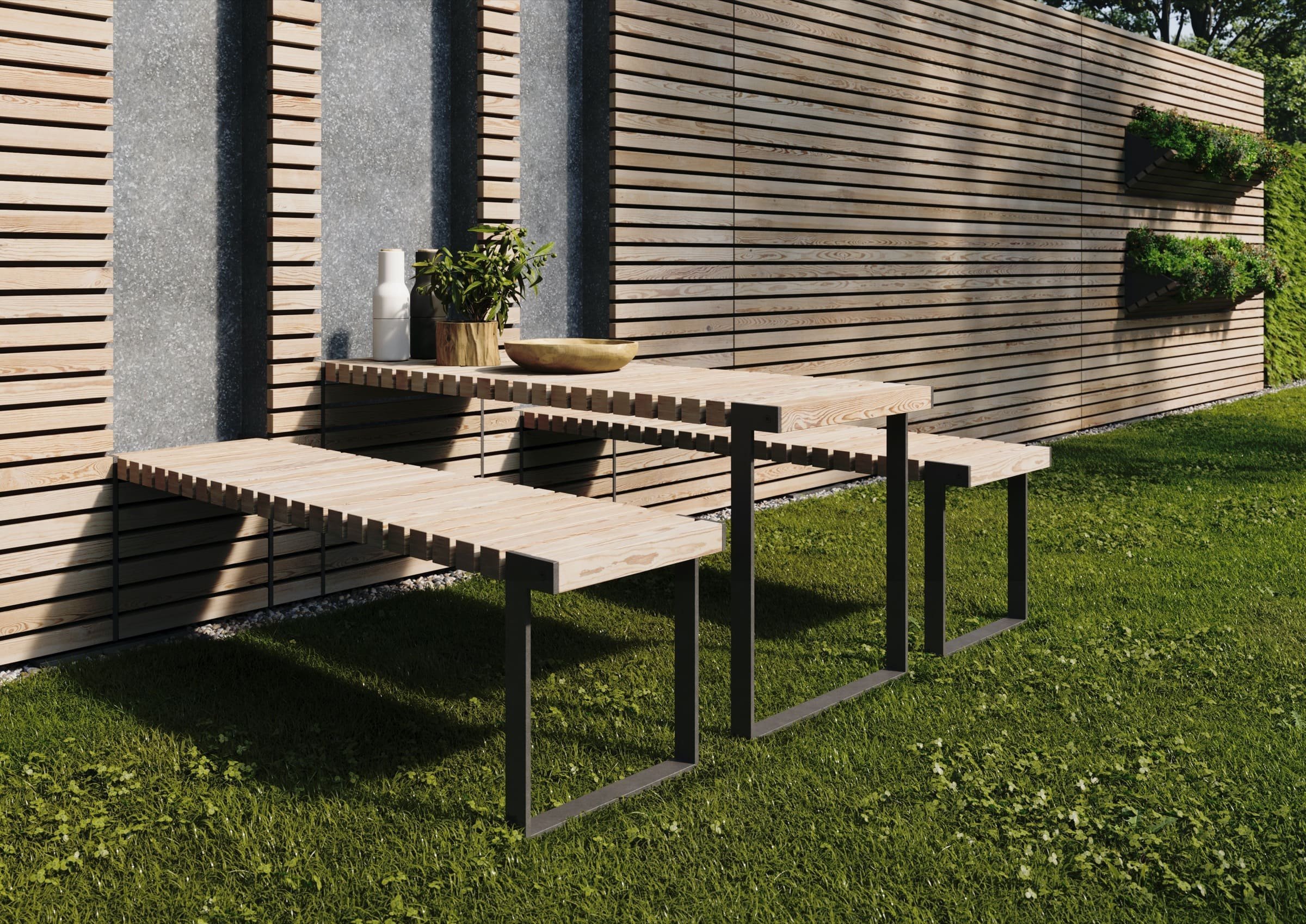 Chytrý plot v sobě ukryje pergolu, posezení či věšák na prádlo