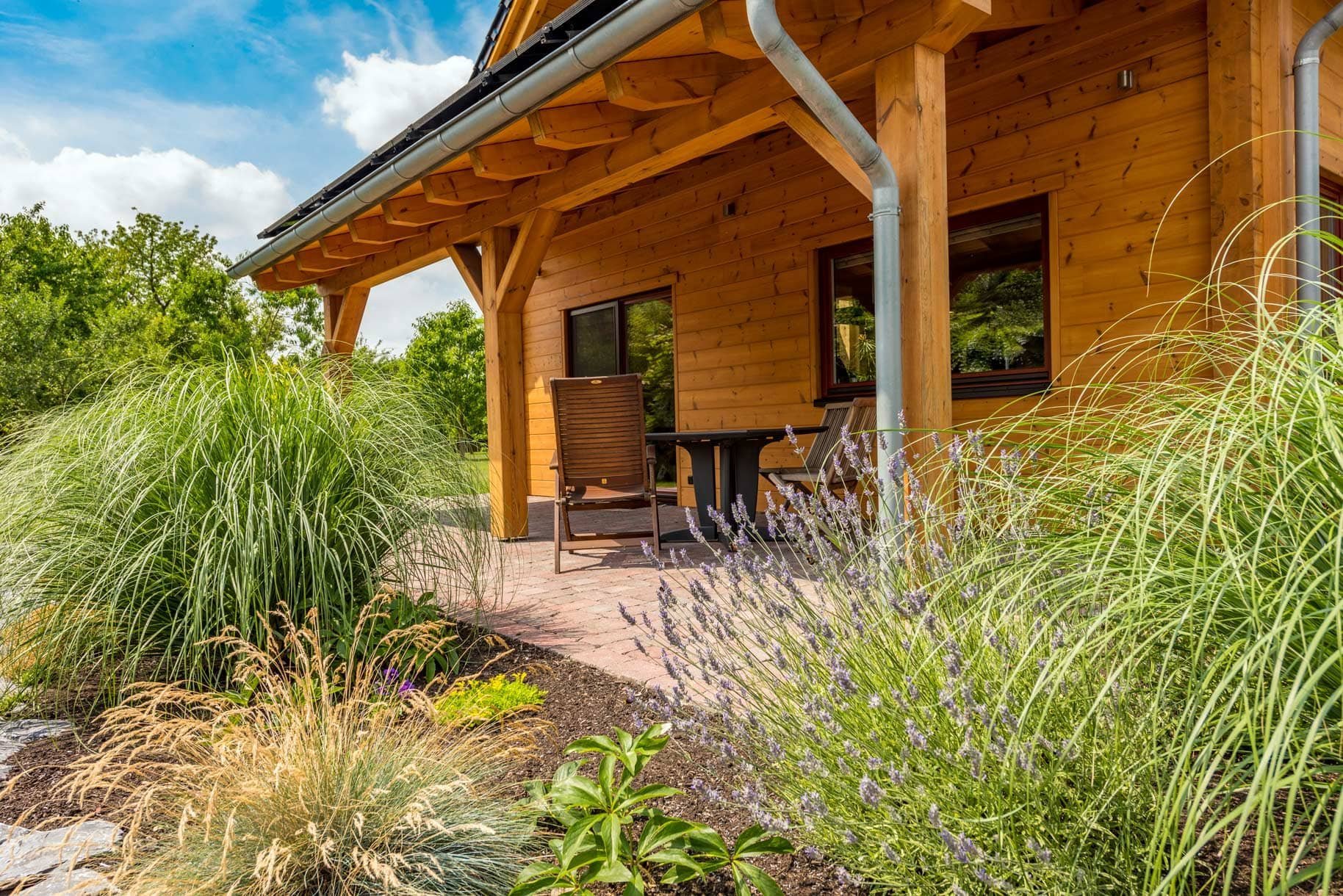 Dřevěný dům plný zeleně