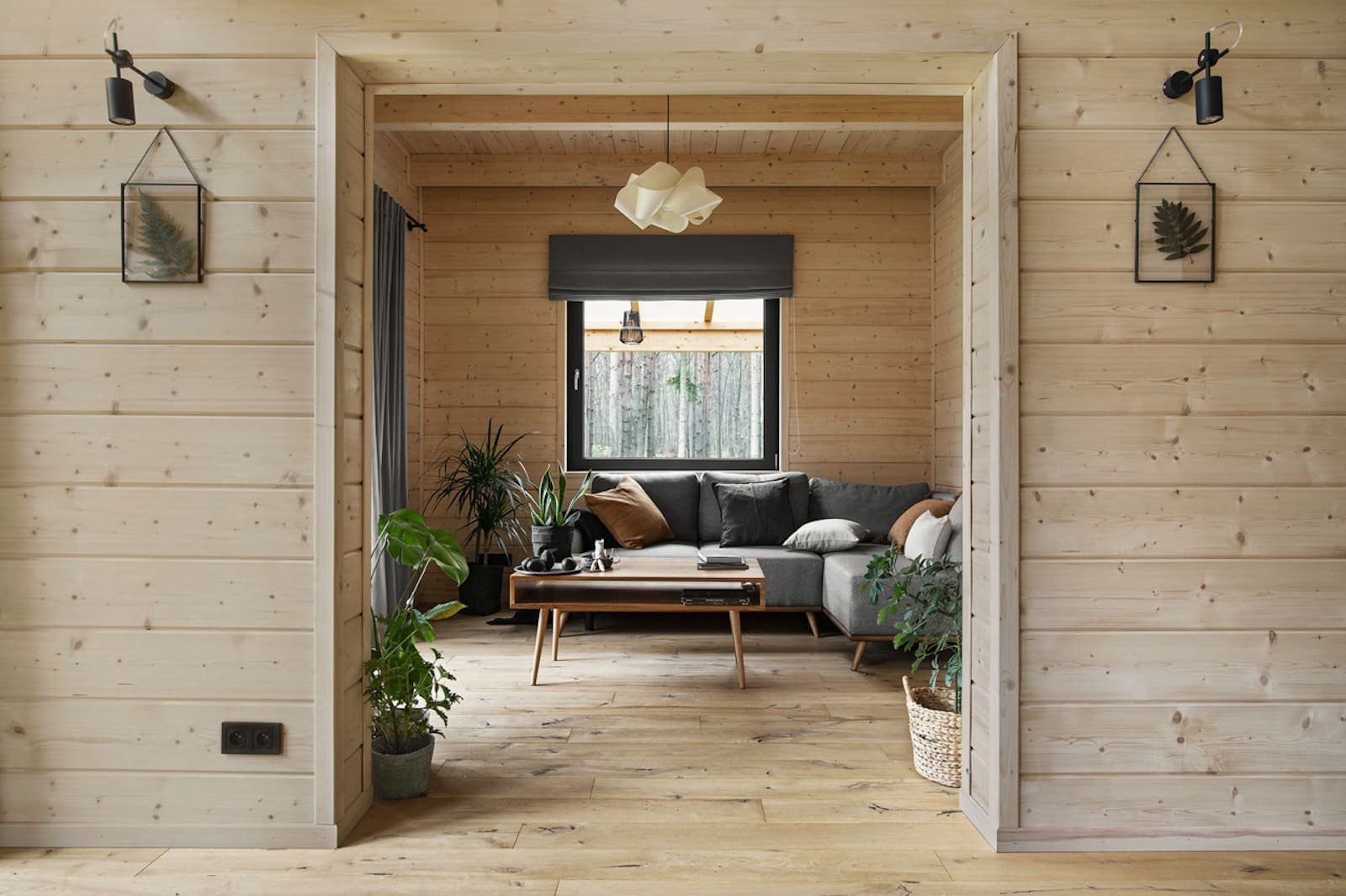 Dřevěný dům uprostřed lesa z touhy po blízkosti přírody