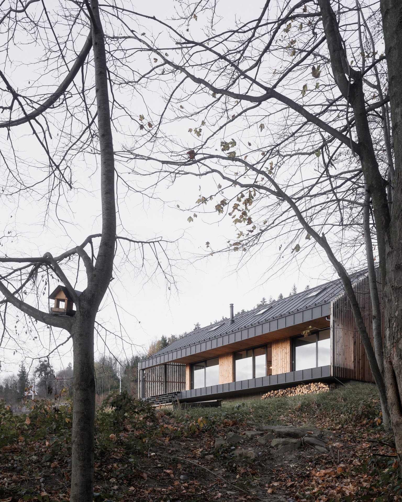 Dřevostavba s pláštěm z modřínových latí