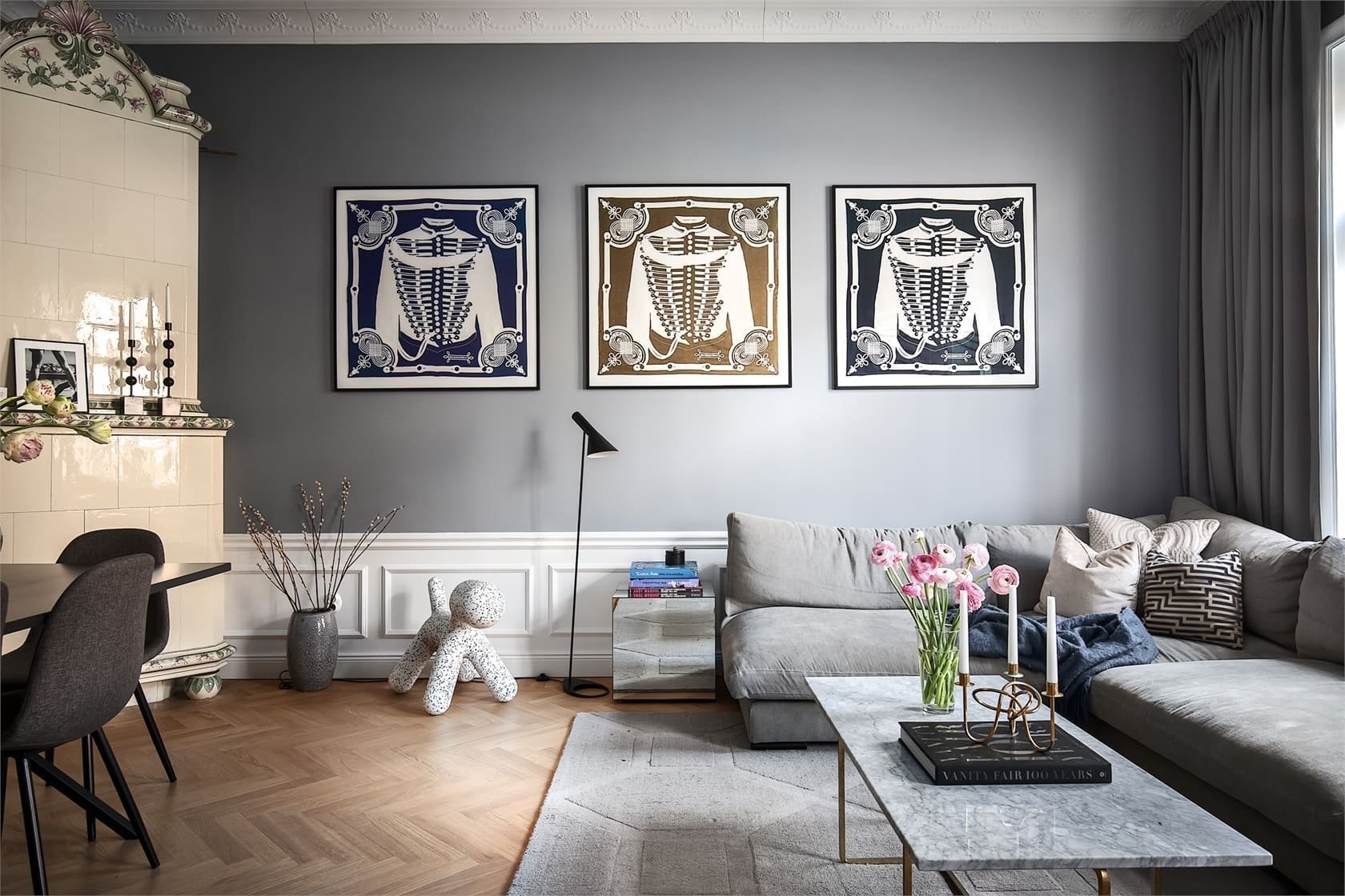 Elegantní byt v šedých odstínech ve Stockholmu