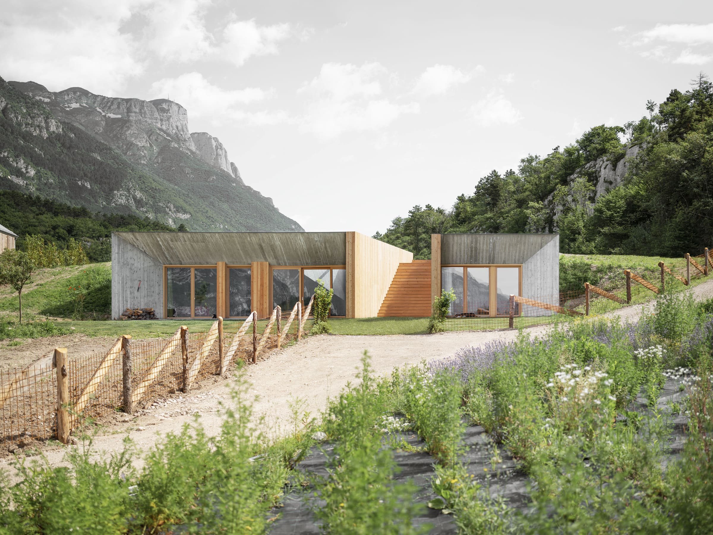 Jednoduchá a vizuálně čistá brutalistická stavba