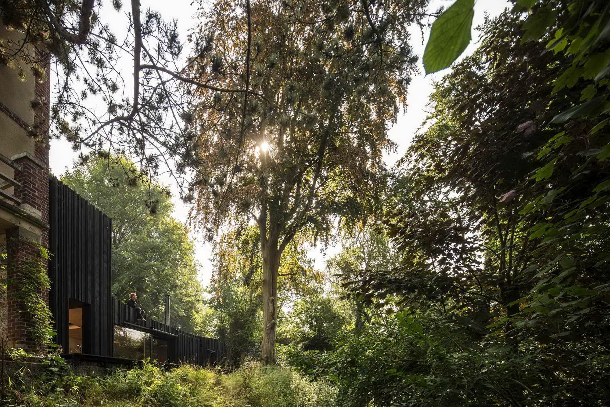 Minimalistická dostavba Black Wood House