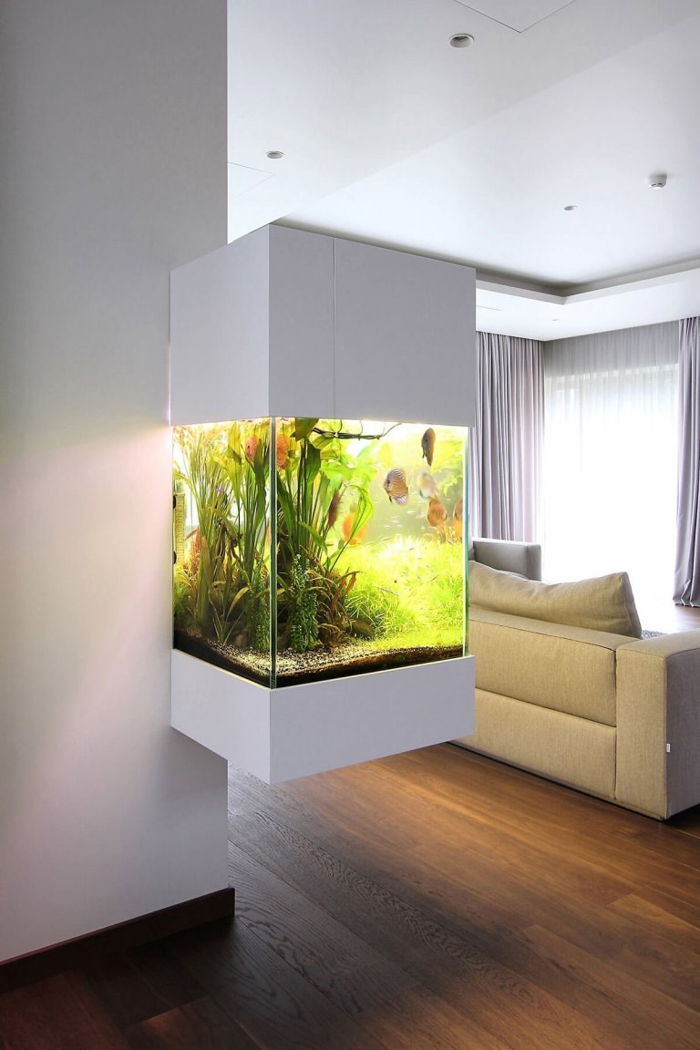 Minimalistické bydlení s akváriem