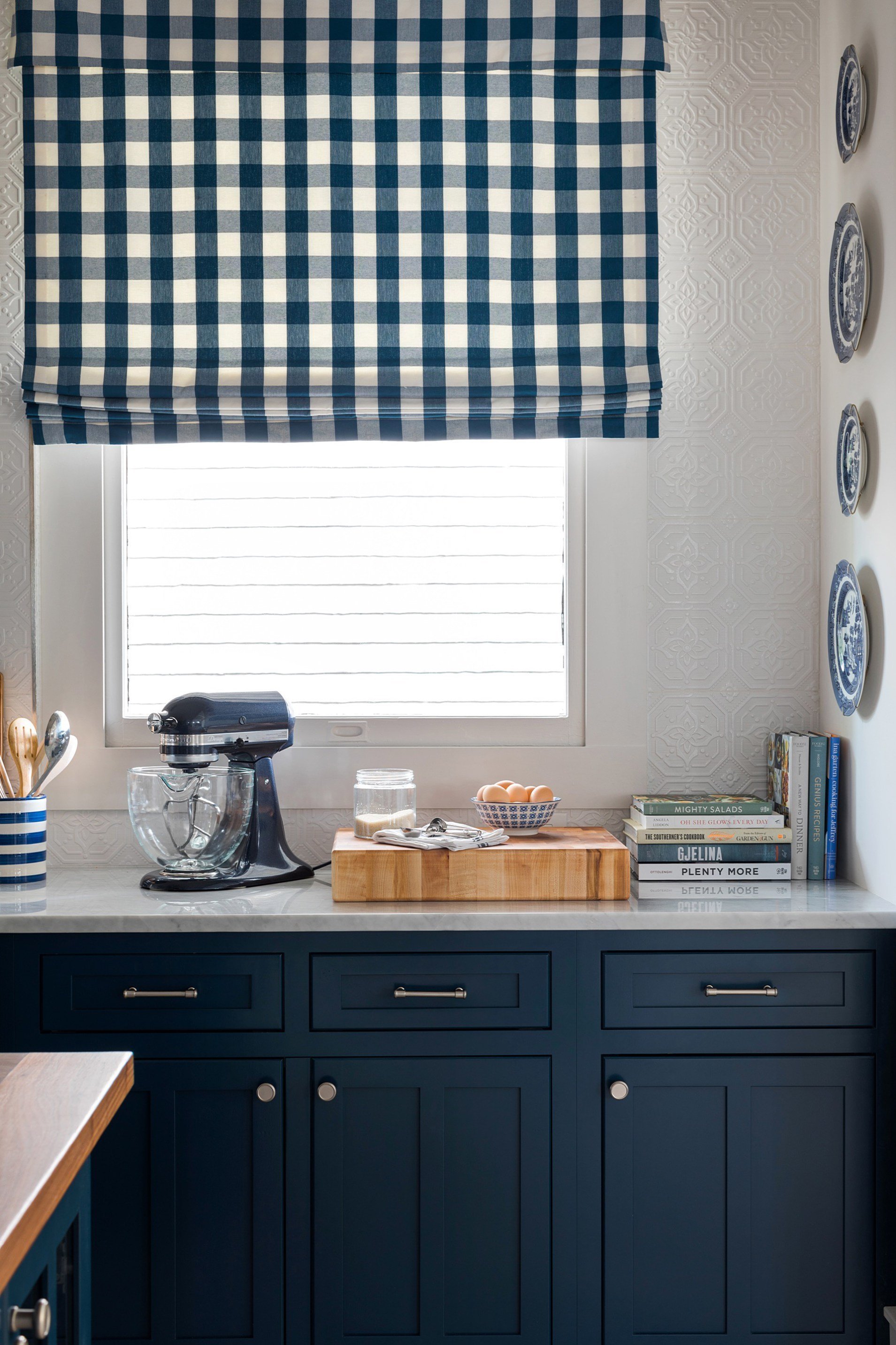 Modrá rustikální kuchyně