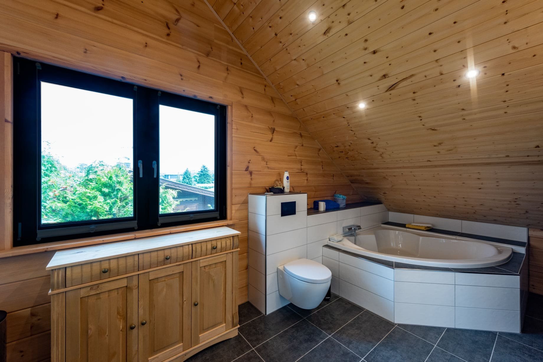 Půvabná dřevostavba u lesa