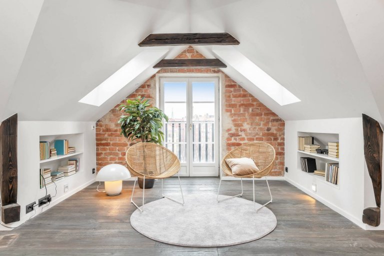 Skandinávské podkrovní bydlení