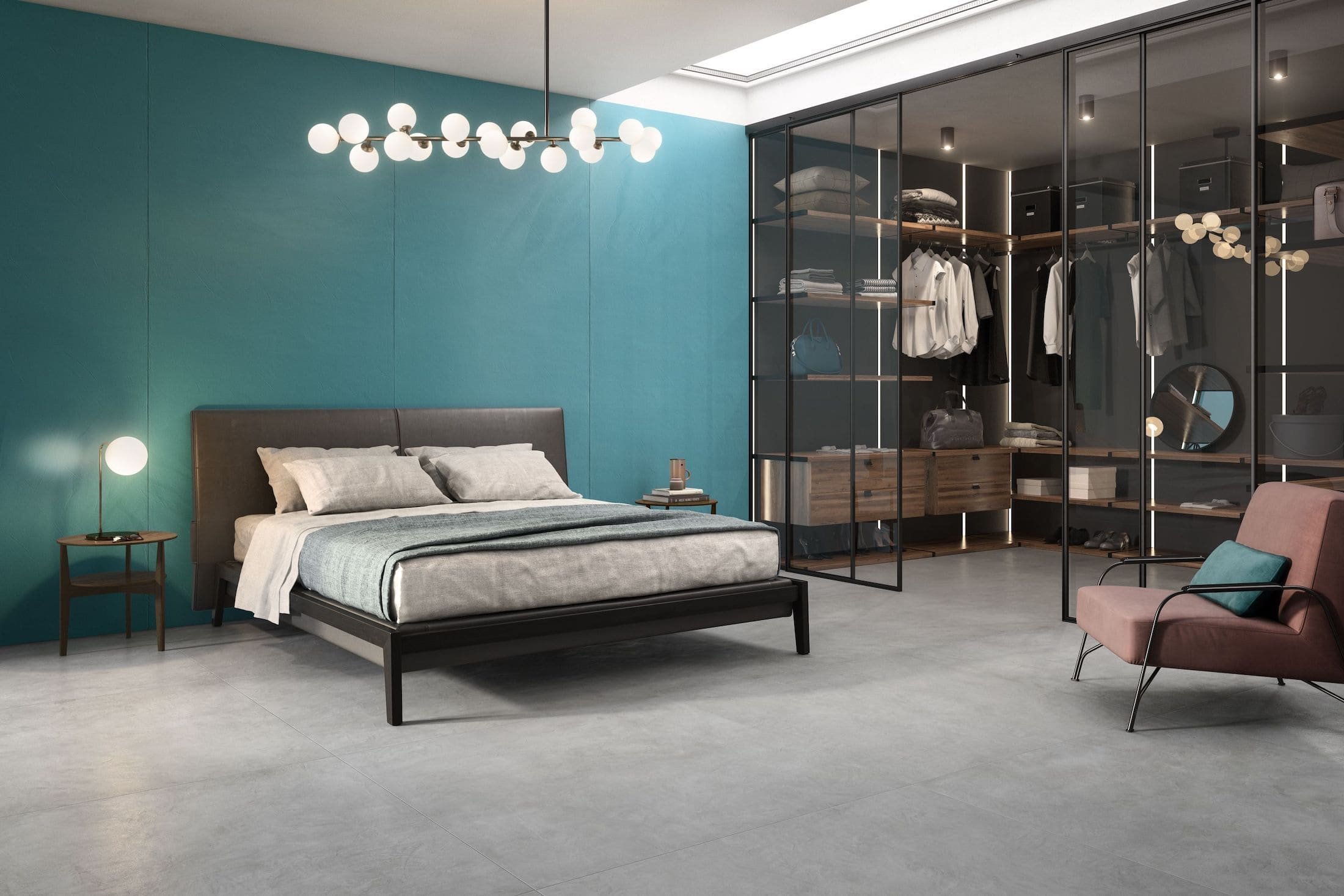 Velkoformátová dlažba na zdi pro větší přitažlivost interiéru