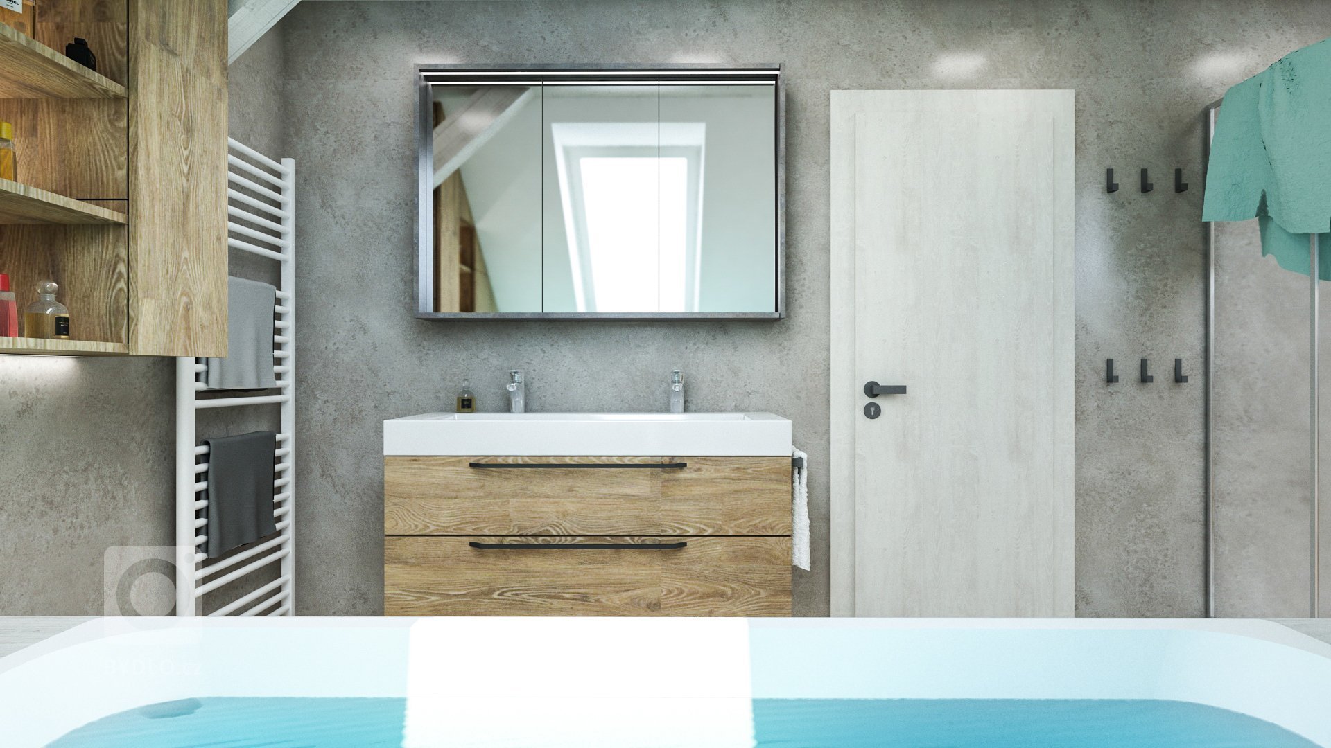 Návrh koupelny je součástí rekonstrukce podkrovního bytu v centru Bratislavy. V místnosti se mají prolínat tmavší prvky z obývacího pokoje a kuchyně spolu se…