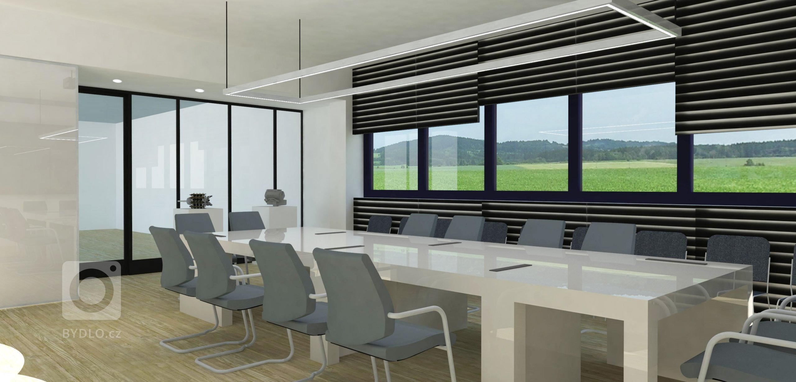 &bdquo;Zasedací místnost, která se dá změnit v přednáškový interiér.&ldquo;

Světlé tóny, doplněné šedým akcentem, který je podpořen detaily z matného…