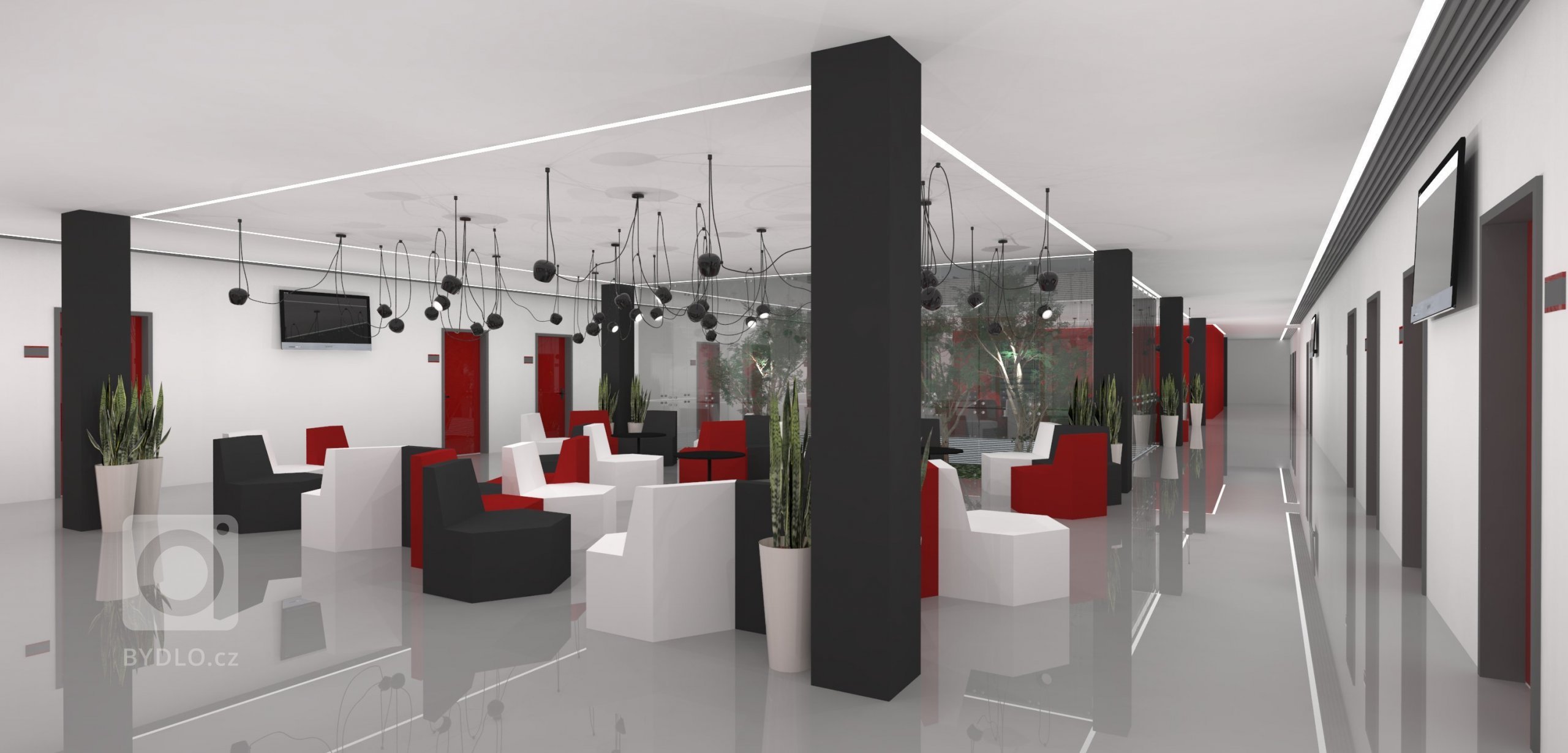 &bdquo;Prostor plný kontrastů a energií.&ldquo;

Antracitové a šedé tóny, doplněné rudou červenou a černou barvou, podpořené vysokým leskem a přírodou v…