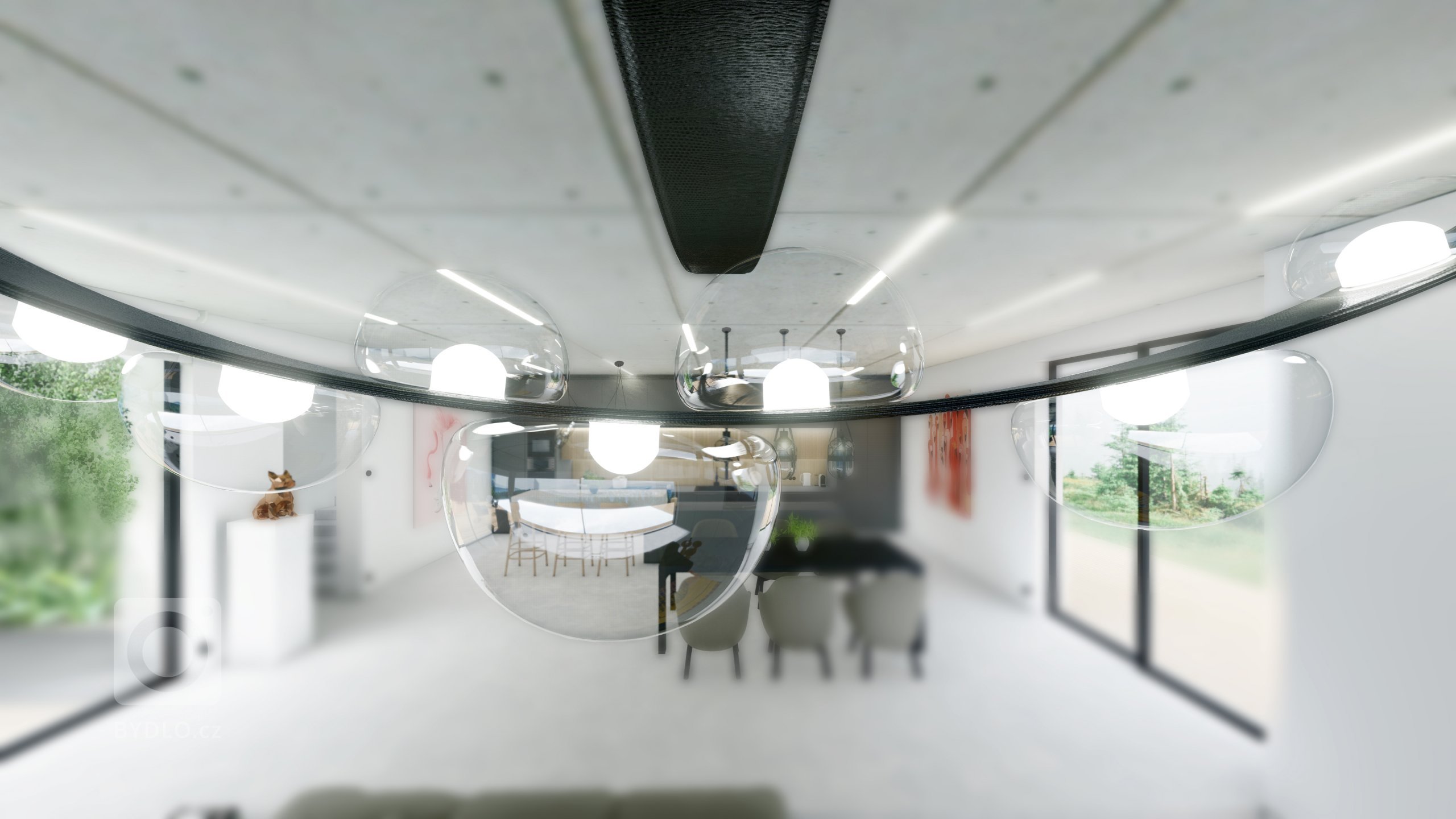 Interiér Na Výšině je moderní prostor plný materiálů surového vzhledu. Jedná se o&nbsp;projekt kde je využitý beton v&nbsp;různých strukturách. Obývací pokoj…