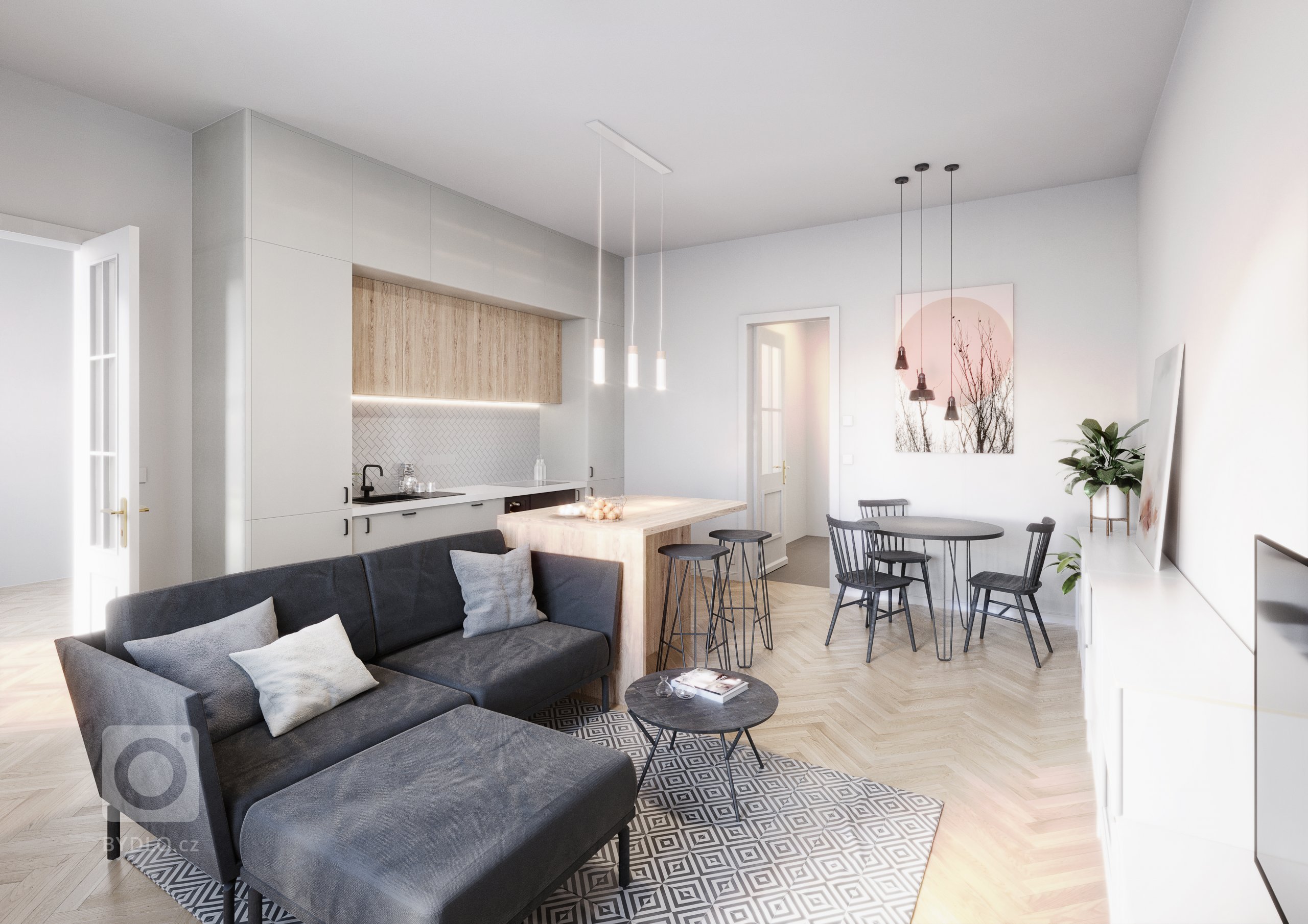 Mladý pár si v krásné lokalitě Prahy 6 nedaleko parku Stromovka pořídil byt s chodbou, ze které se vchází přímo do hlavního pokoje a následně do ložnice se…