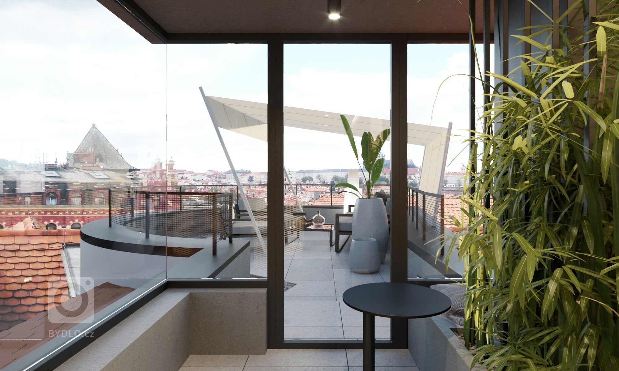 Některé byty, zvlášť ty podkrovní, mají své zvláštnosti, třeba v podobě střešních teras&hellip; Překvapením bylo, že dříve tu místo terasy stála půlkulatá věž,…