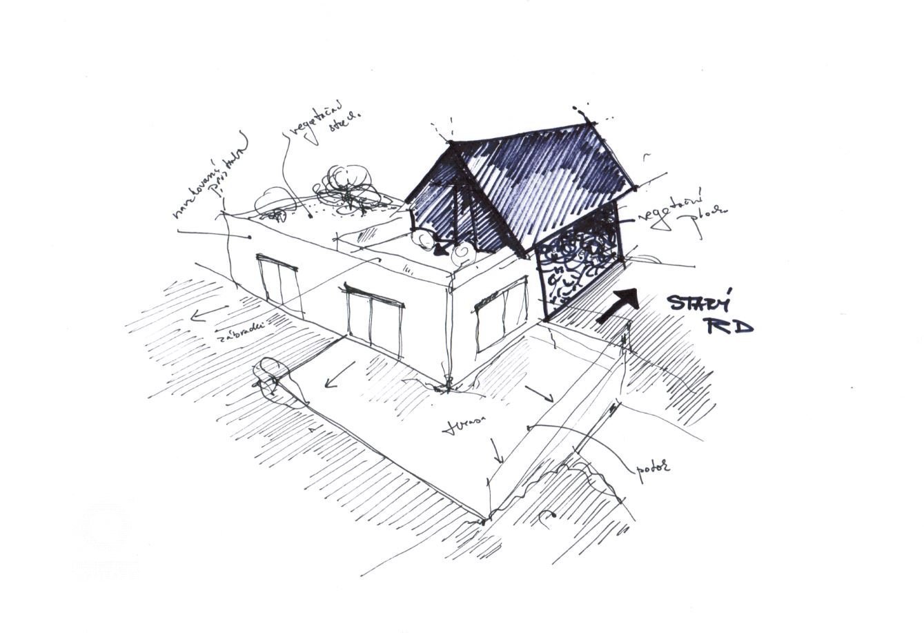 Starý rodinný dom sa nachádza v meste Ilava, v blízkosti potoka. Urbanistický priestor na rozšírenie starého domu bol limitovaný hranicami susedných pozemkov. Zo západnej strany záhradami, z južnej strany susedným domom. Dom v dome ponúka energeticky úsporné a komfortné bývanie. Ponechanie existujúceho rodinného domu bolo vstupnou požiadavkou investora, rovnako aj vytvorenie pivnice a to podpivničením navrhovanej prístavby
